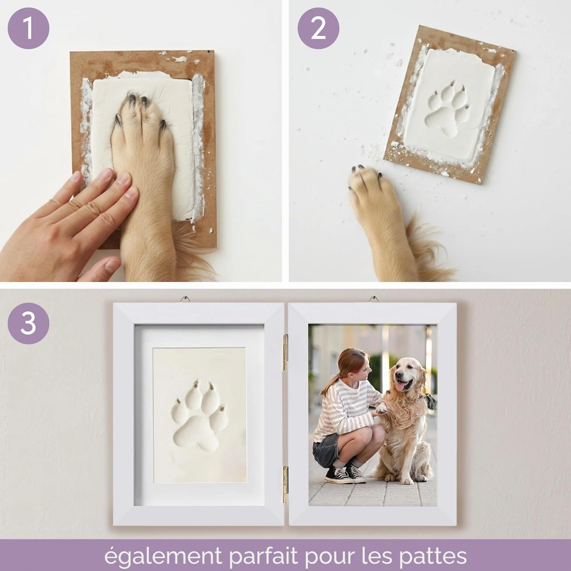 Kit Empreinte Pieds & Mains de Bébé, Cadre en Bois 12,7x17,8cm - Cadeau Souvenir de Naissance