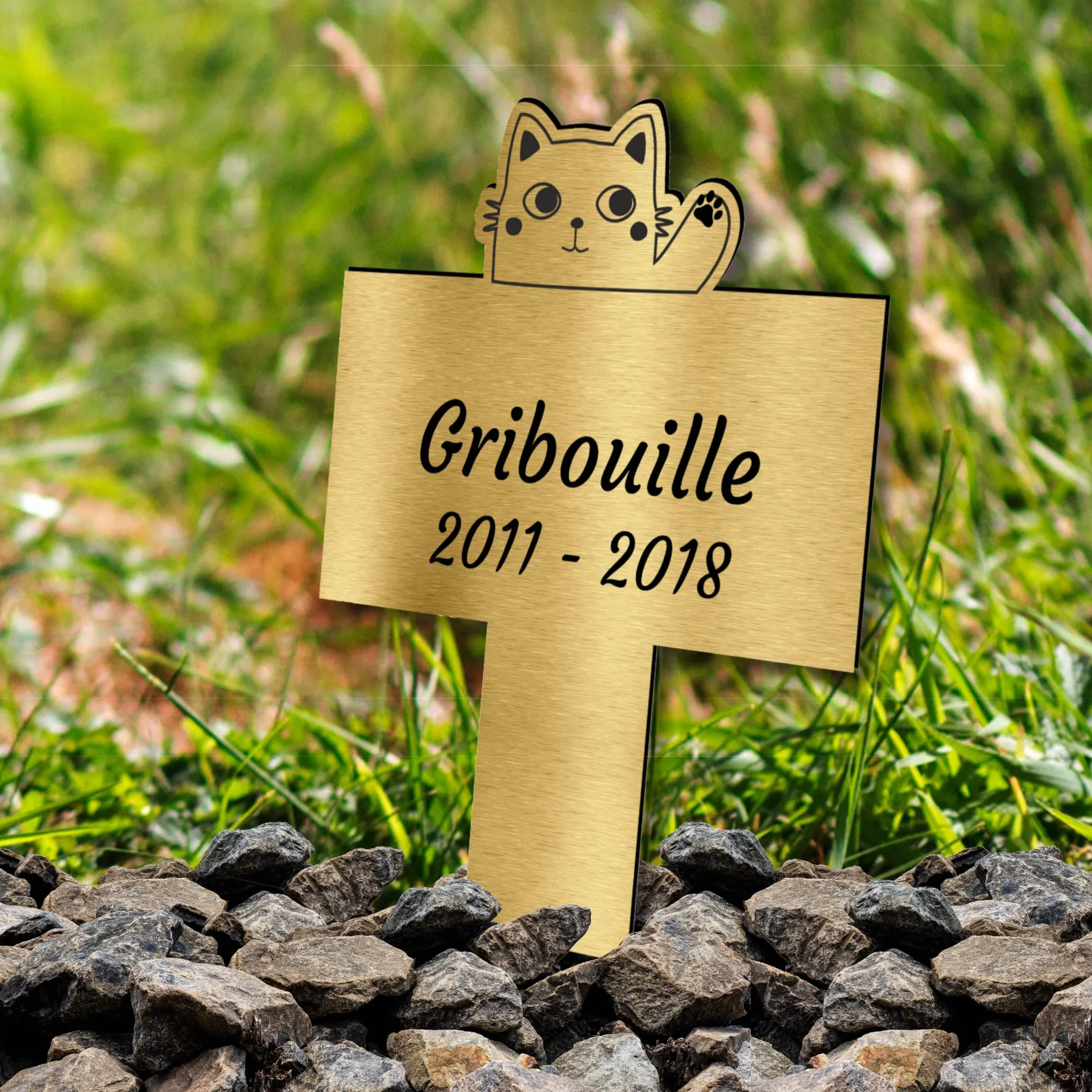 Piquet Funéraire Commémoratif Personnalisé pour Animaux - Plaque Funéraire avec Texte Personnalisable (Coeur)