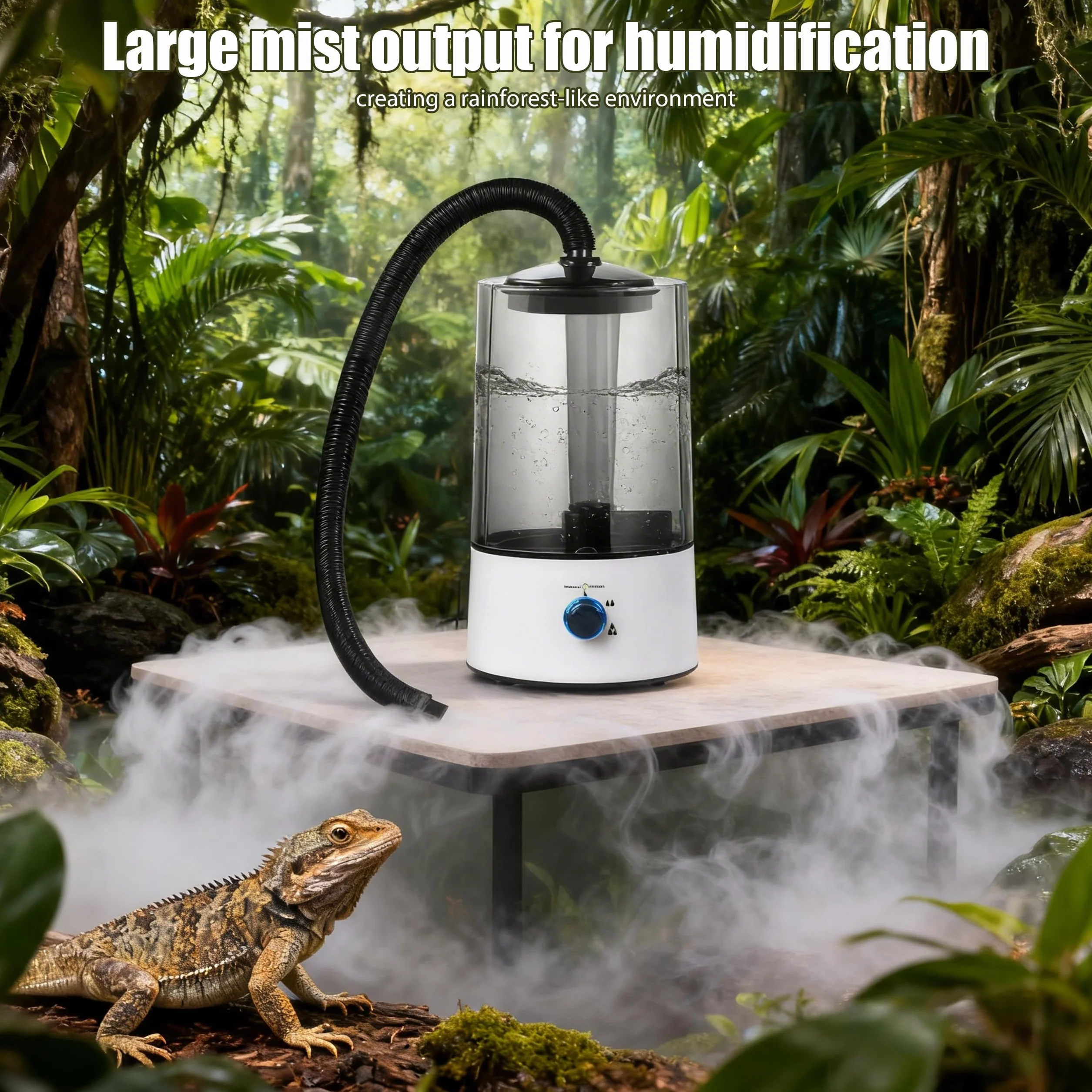 Humidificateur pour Reptiles 4L Brumisateur Terrarium Ultrason Silencieux avec Tuyau Réglable