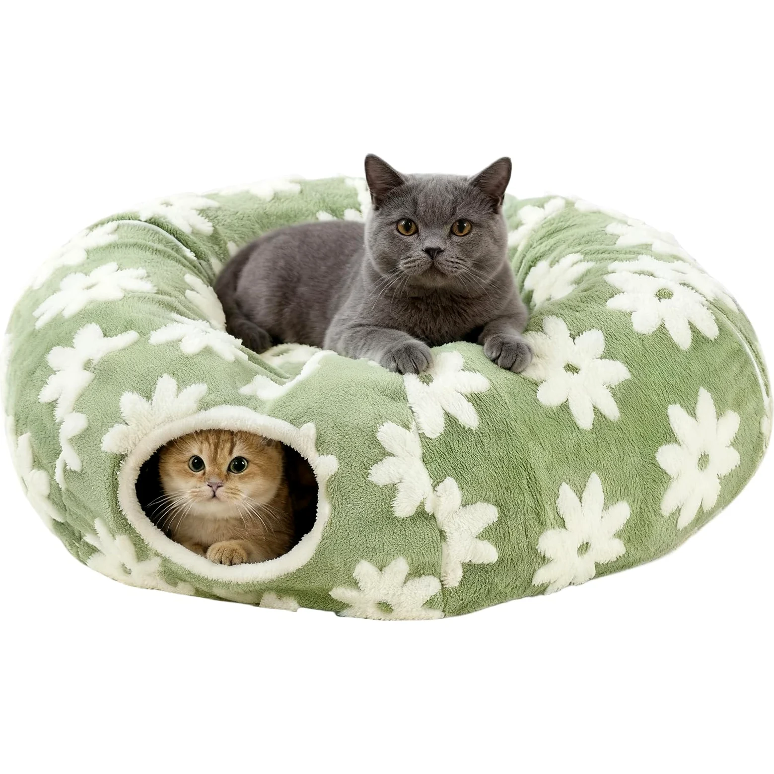 Tunnel de Lit pour Chat Lavable Avec Tubes Interactifs À Balle | Jouet Tunnel Pour Chat Interactif Avec Design Grattage Mâchonnement Intérieur Extérieur Lapin Chiot