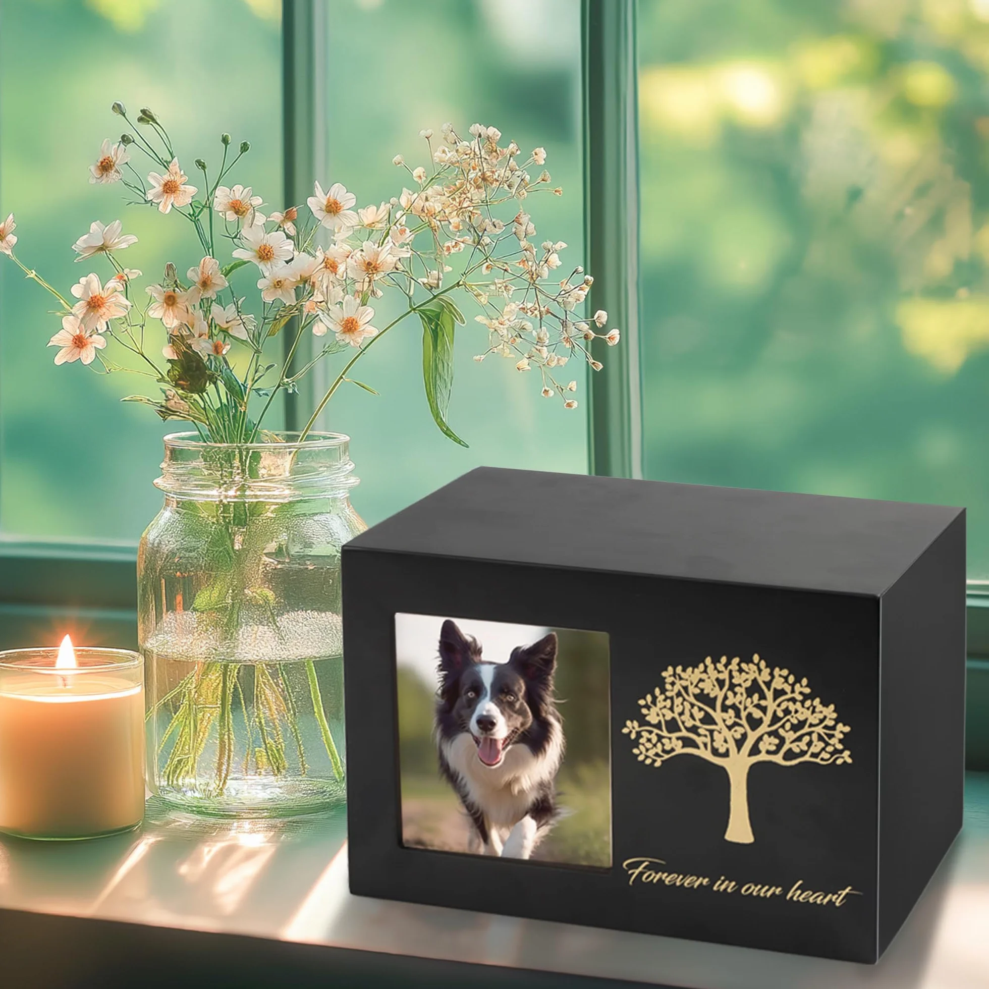 Urne funéraire pour Animaux Chat Cadre Photo Personnalisé Arbre de Vie Cendres Chat Chien Souvenirs Commémoratifs Taille L