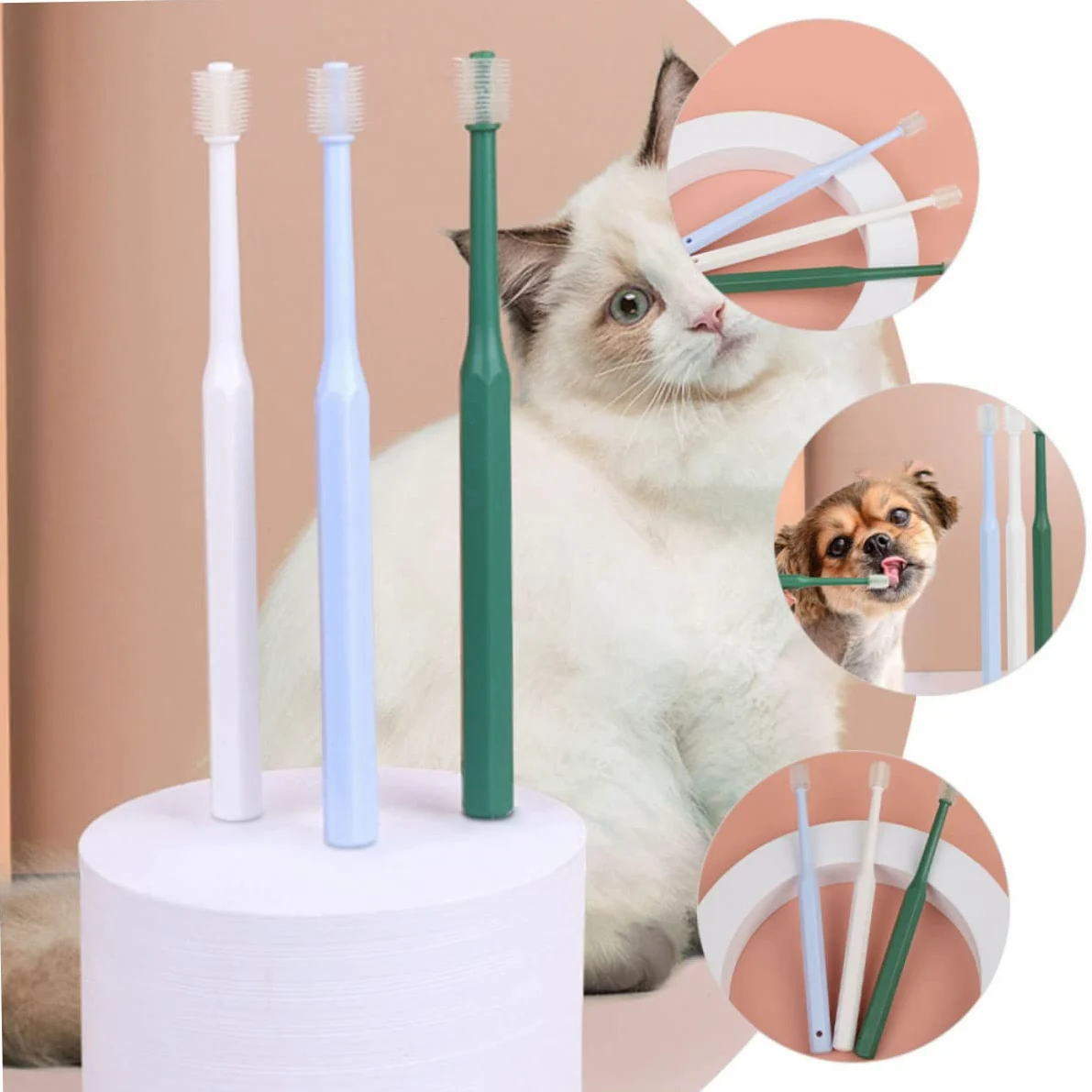 BESPORTBLE 3 Ensembles Brosse À Dents Nettoyeur De Dents De Chat Pour Dents D'animaux Brosse De Nettoyage Buccal Brosse Orale Pratique Pour Animaux De Compagnie Type 4 Pièces * 3