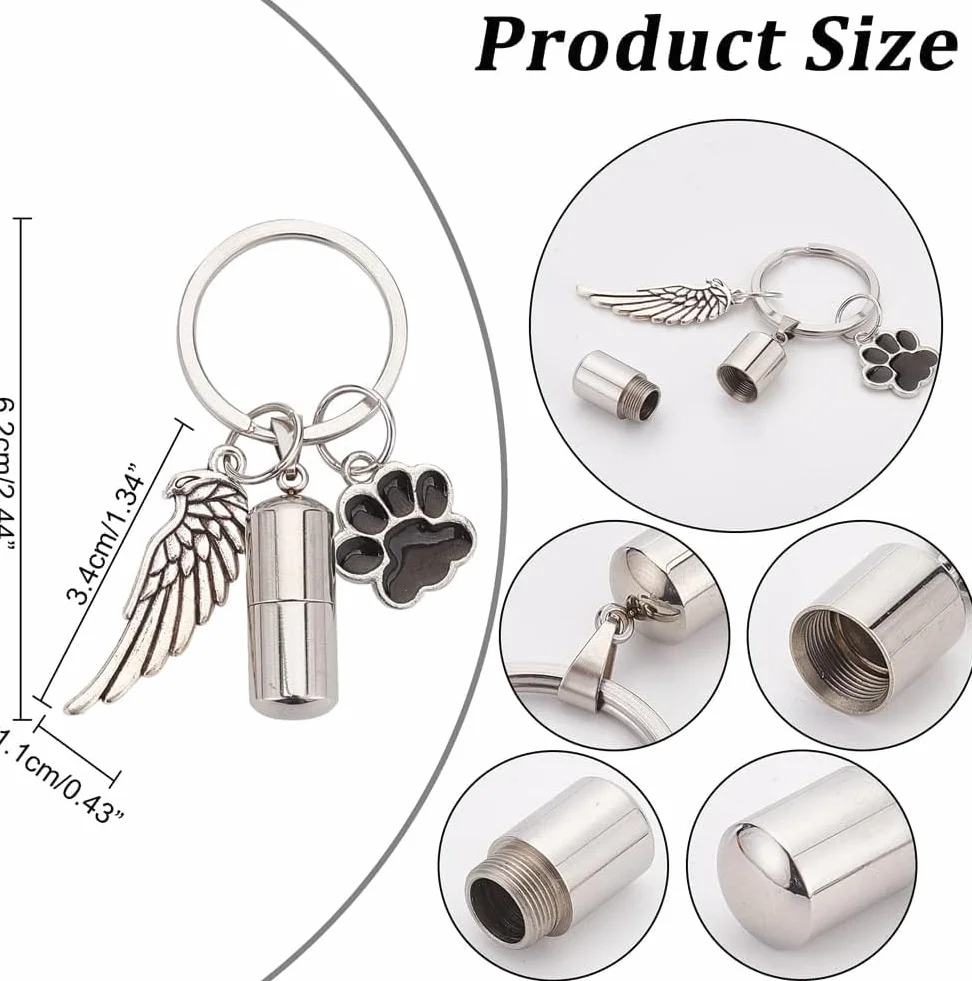 Urne Commémorative Animaux Porte-Clés Patte Chien Aile Collier Cendres Pendentif Chat Souvenir