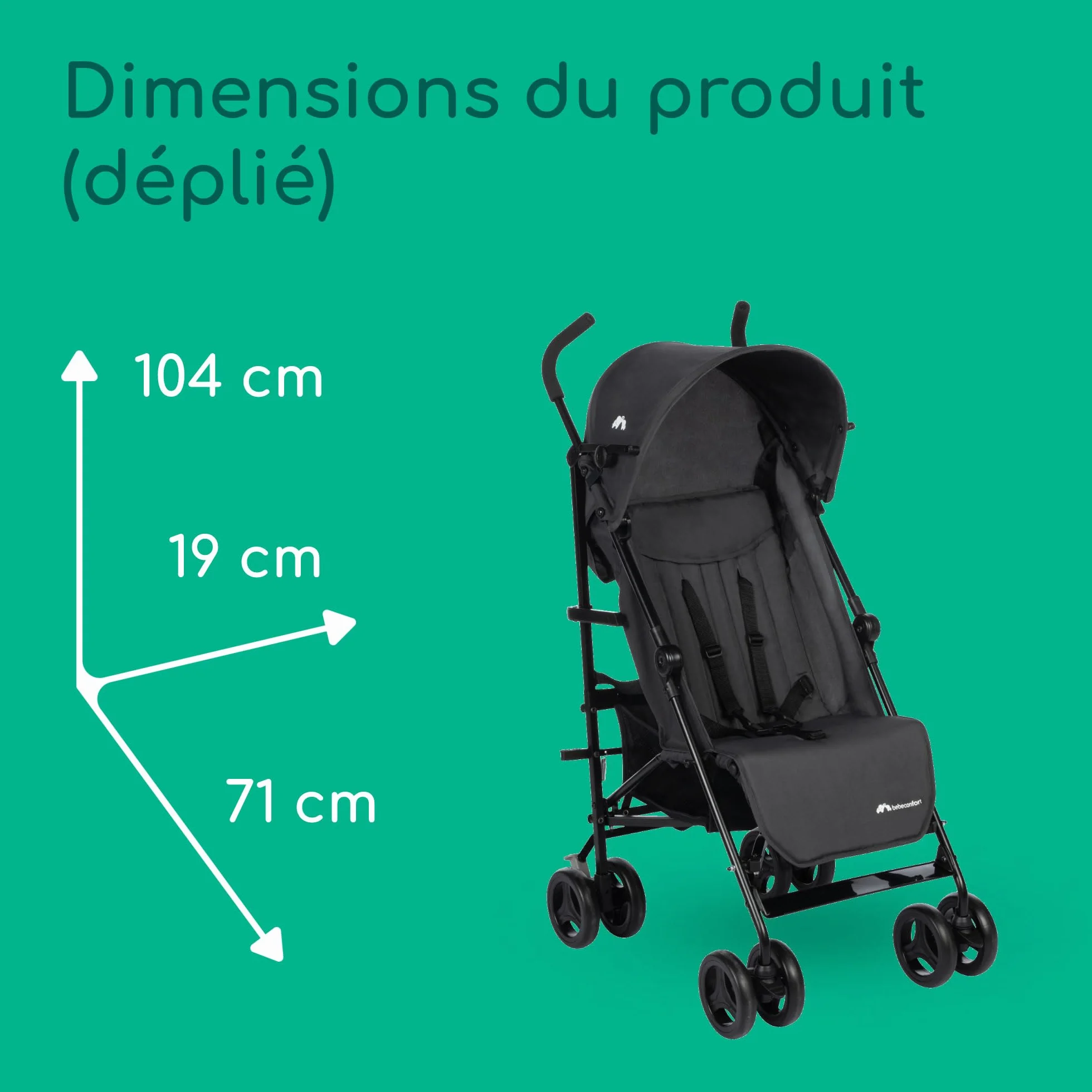 Bebeconfort Rainbow Poussette Canne Multipositions Compacte Légère 6 mois à 4 ans 22 kg Mineral Graphite