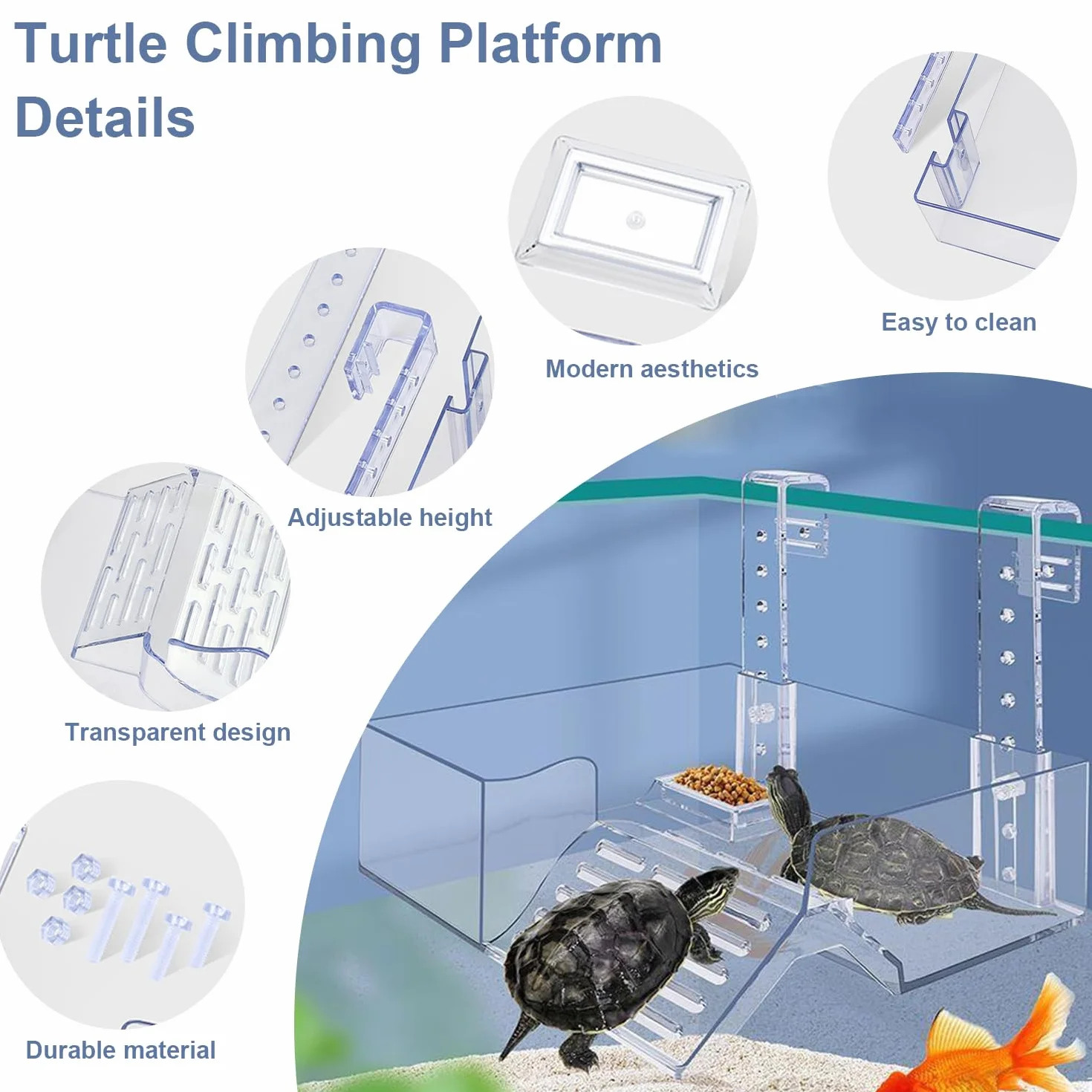 Plate-Forme De Repos Suspendue pour Tortues Aquatique Transparente Réglable Accessoire Aquarium