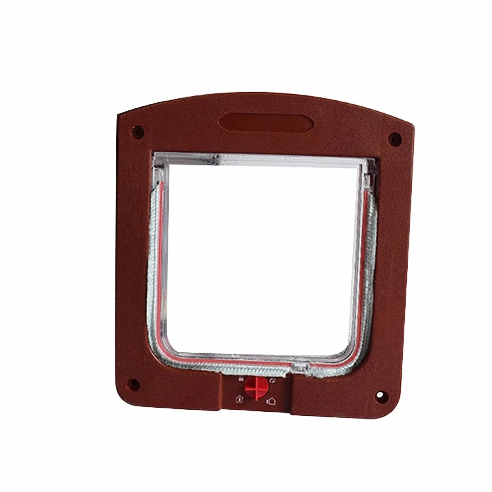 BUYTER Porte verrouillable pour Chat 4 Voies, Accès Pratique et Sûr pour Animaux, Porte en Plastique Marron