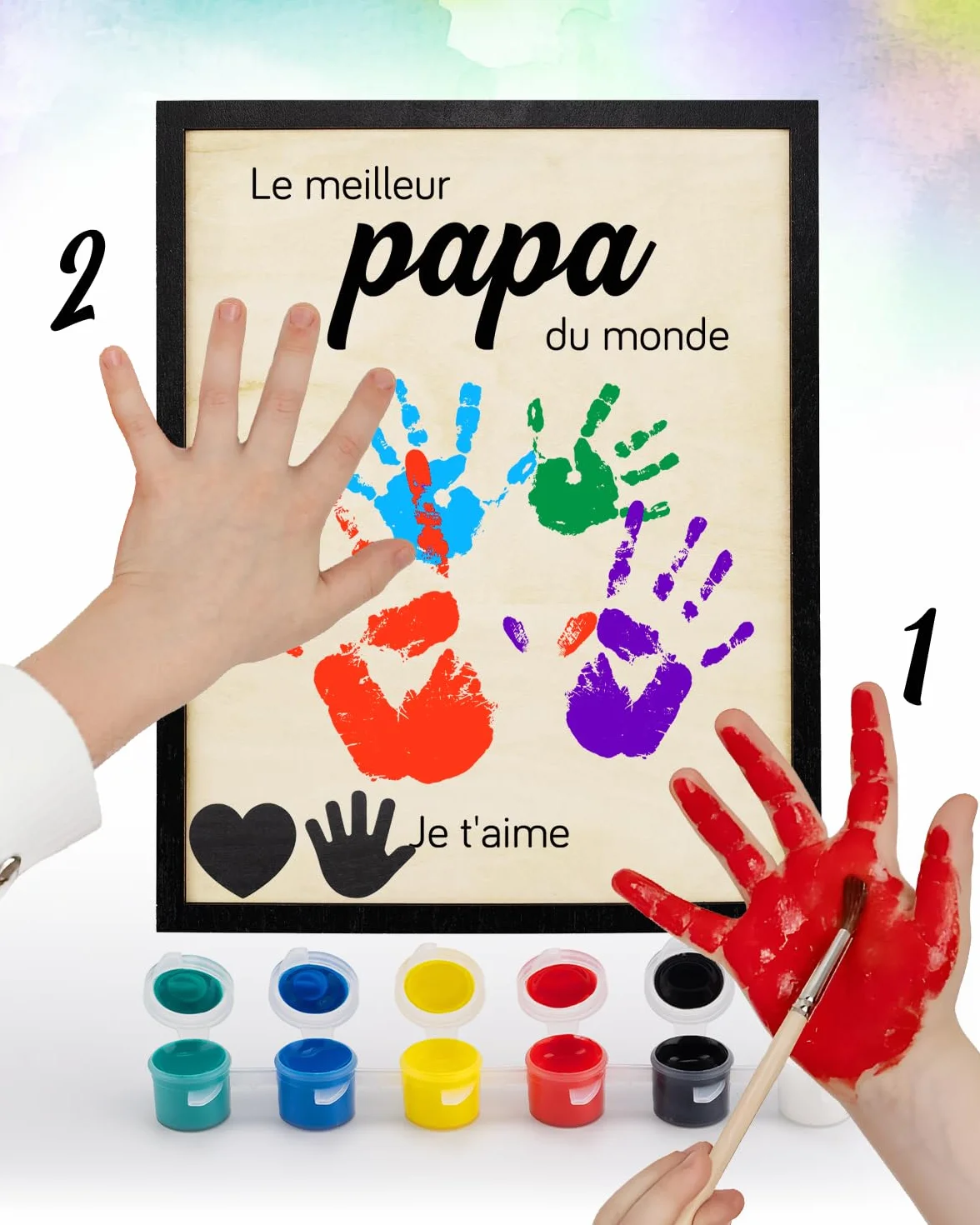 DIY Empreinte Mains Familiales Cadeau Fete des Peres Papa Anniversaire Noel