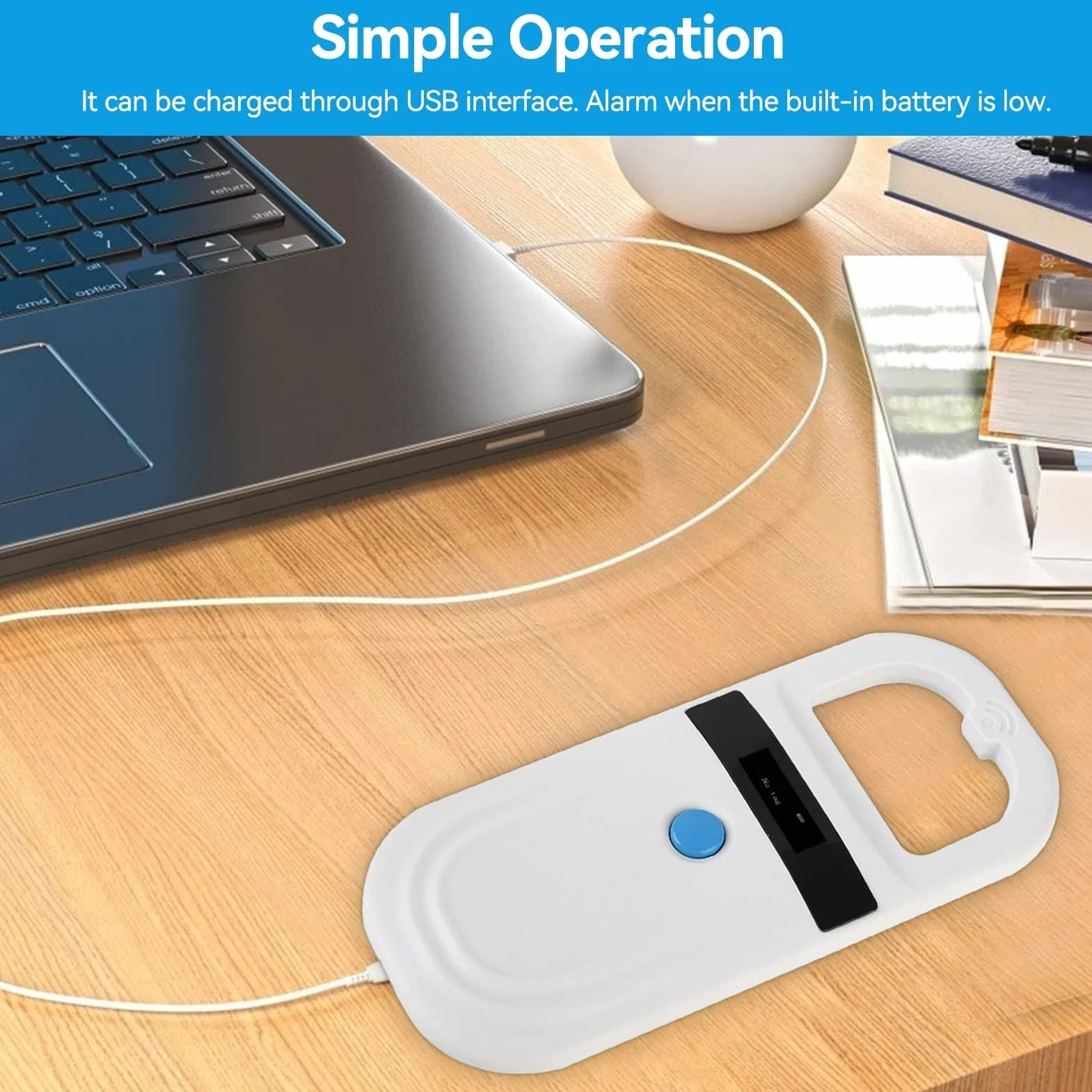 Agatige Lecteur RFID EMID Rechargeable Portable pour Animaux
