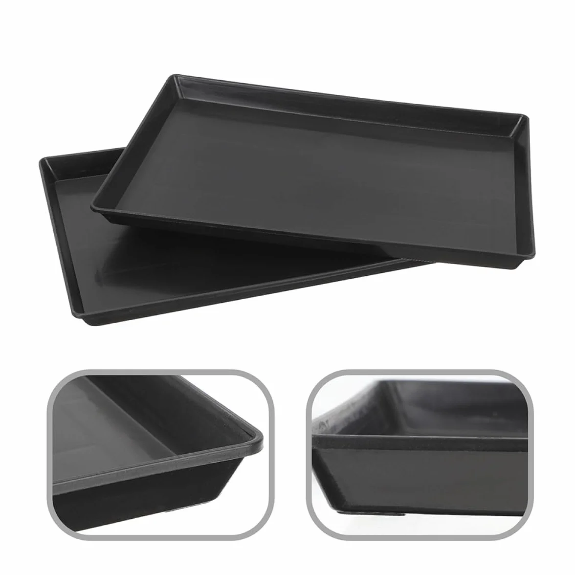 Plateaux en Plastique Noir Plateau de Remplacement pour Cage Lot de 2