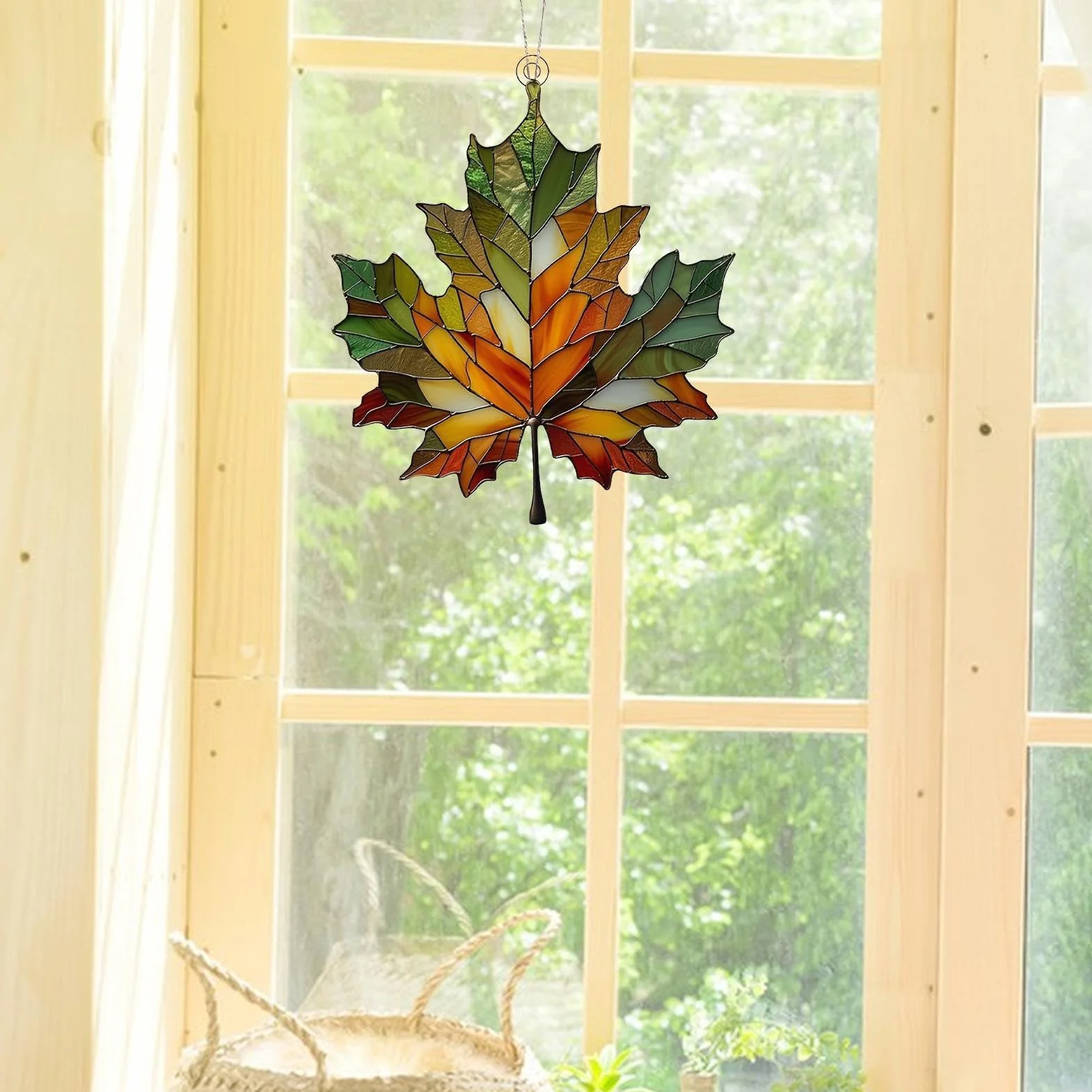 Ornements de feuilles teintées Décoration murale en feuilles d'automne acrylique