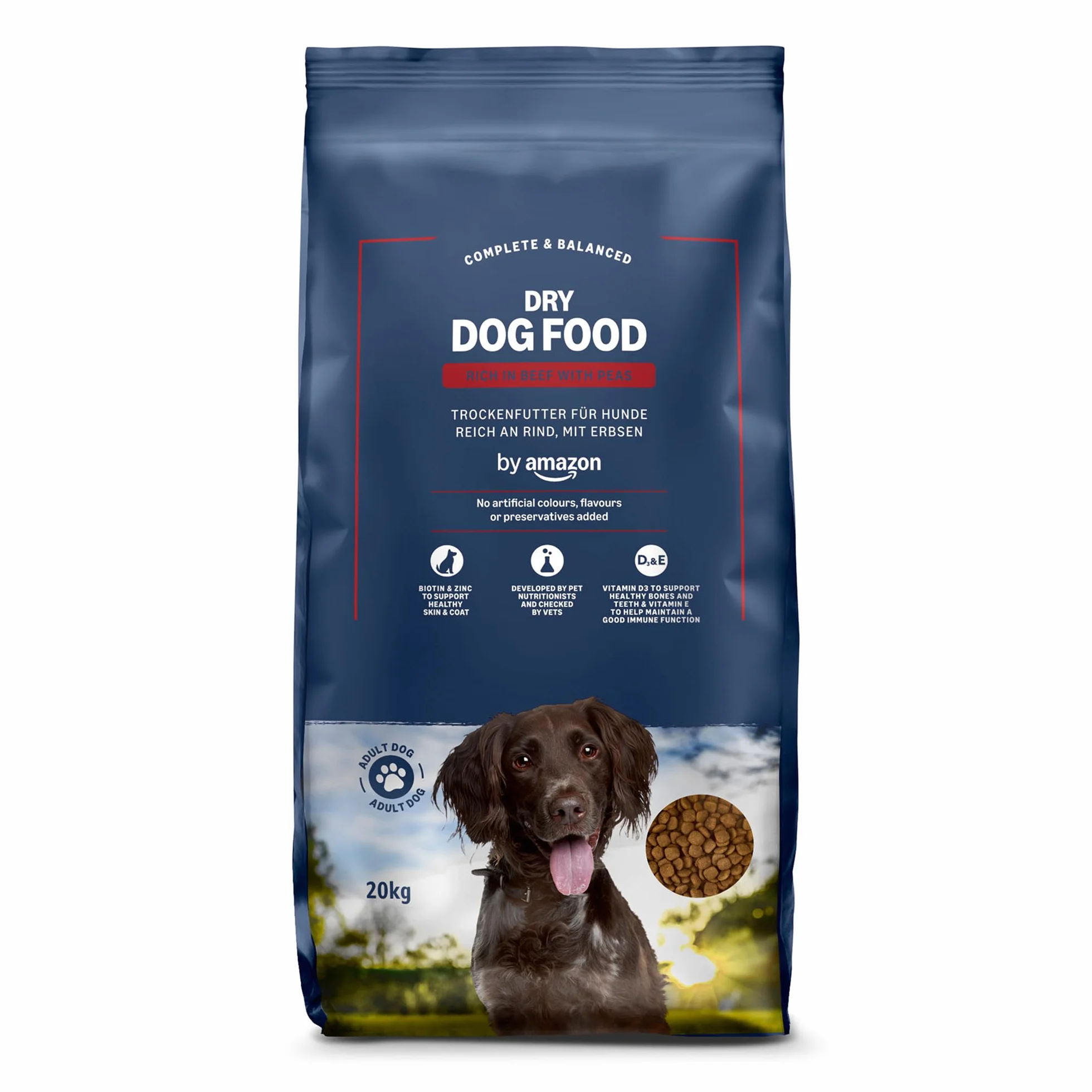 Amazon Croquettes complètes pour chien adulte Boeuf aux Petits Pois 20kg