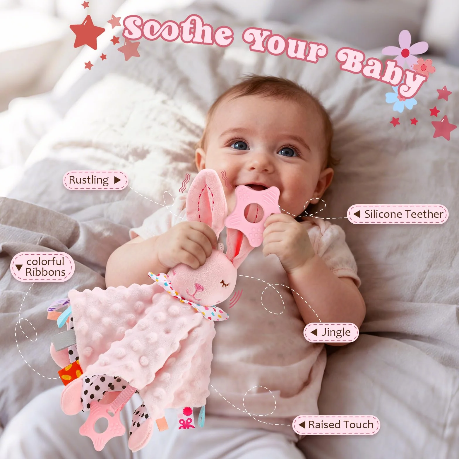 Coffret Naissance 13 en 1 Cadeau Bébé avec Grenouillère Doudou Tasse Couverture Bavoir Chaussettes Gants pour Filles