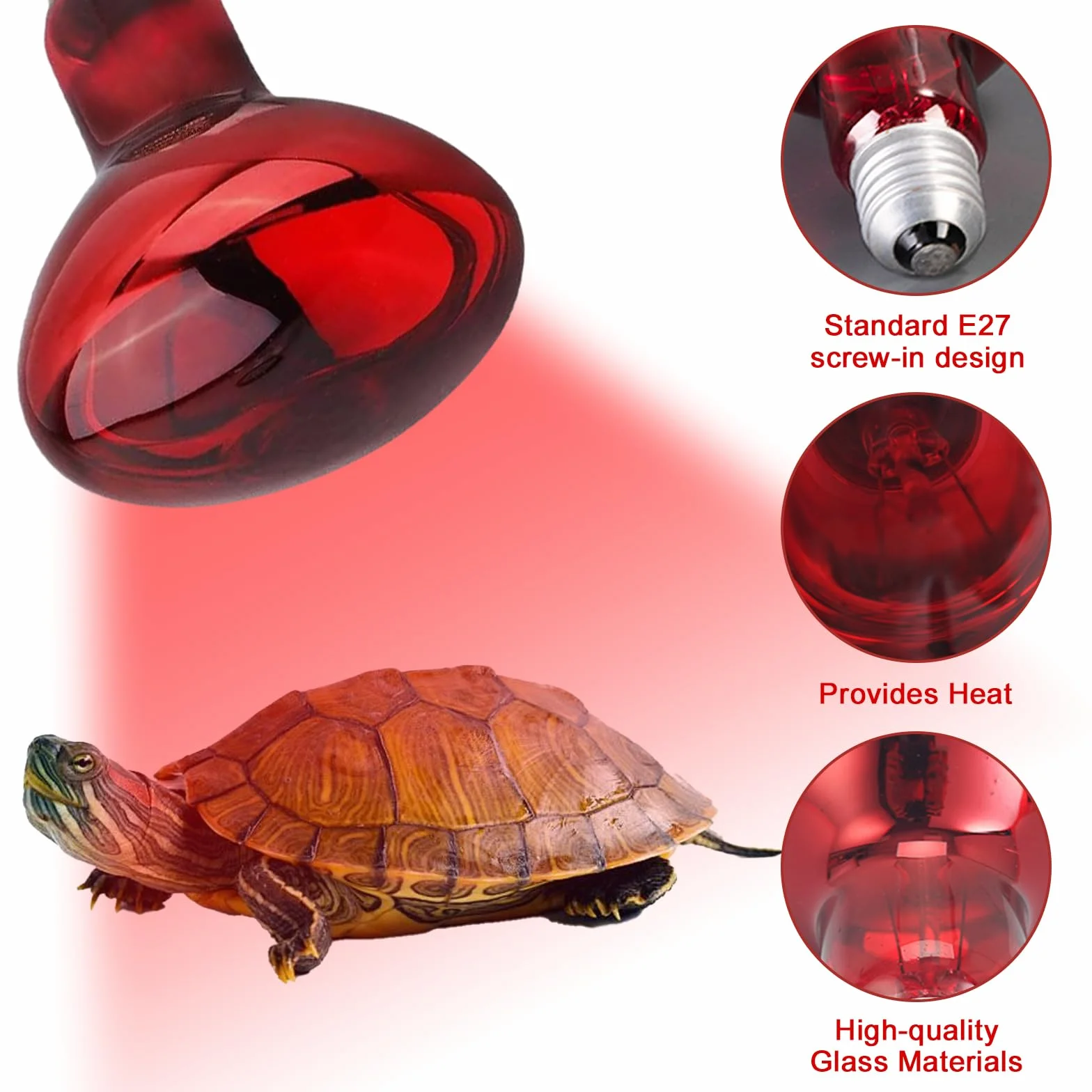 Lampe Chauffante Infrarouge Reptile 100W E27 Rouge Dimmable 2 Pièces