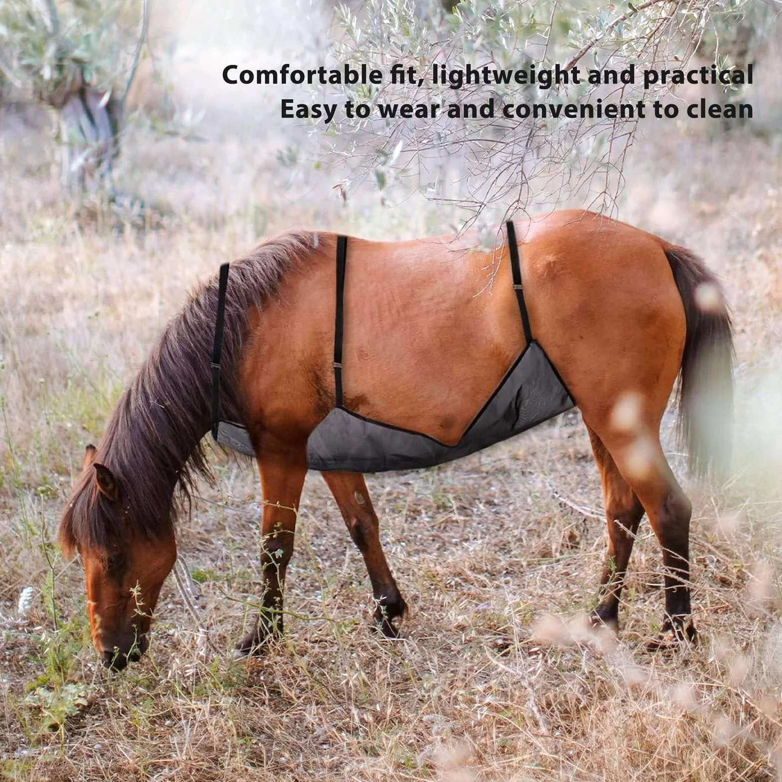 Couverture Anti-Mouches pour Cheval Respirante Réglable Protection Ventrale Anti-Insectes