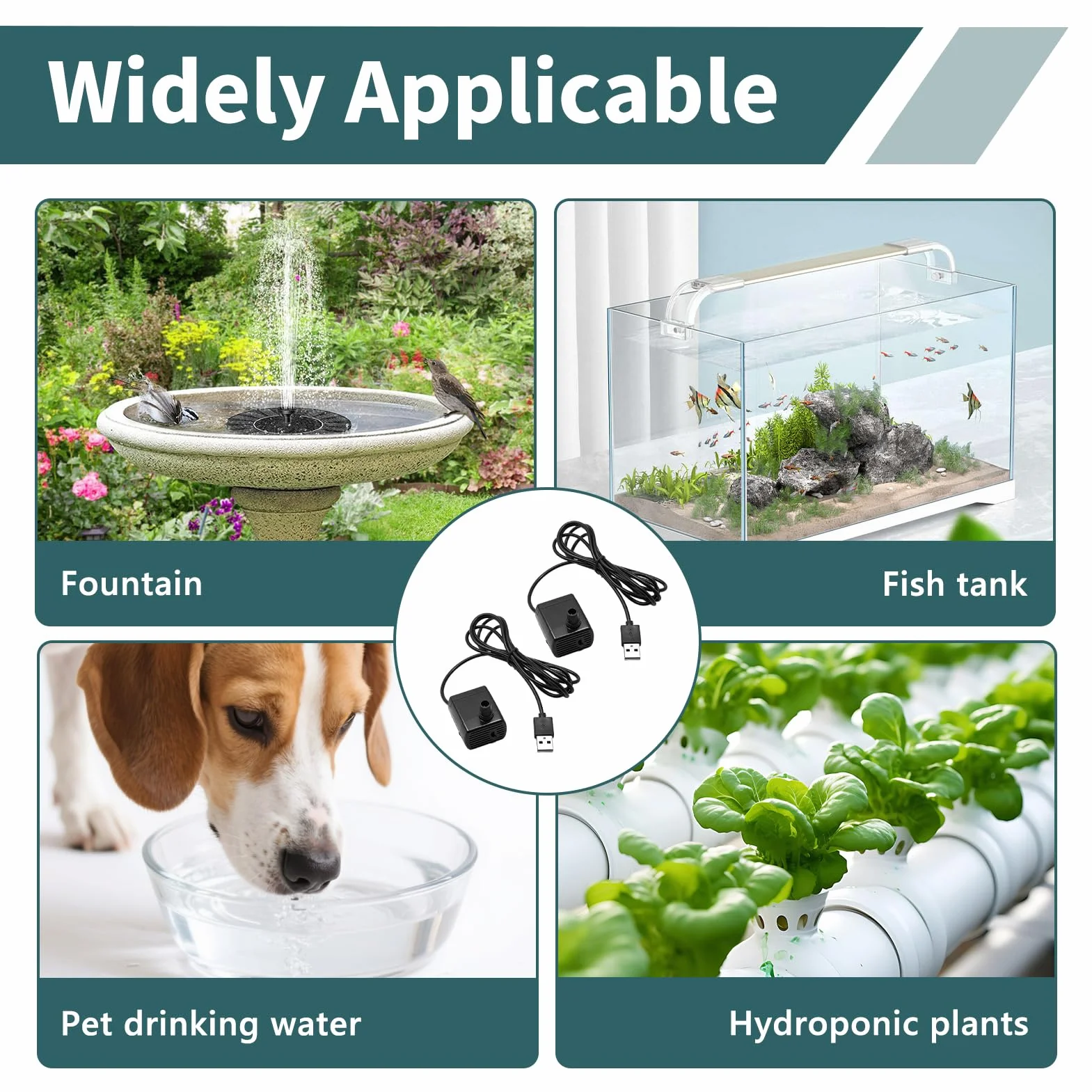 Pompe à Eau Submersible USB DC 5V 1-3W 200L/H Mini Pompe Aquarium Silencieuse pour Fontaine Hydroponie Bassin