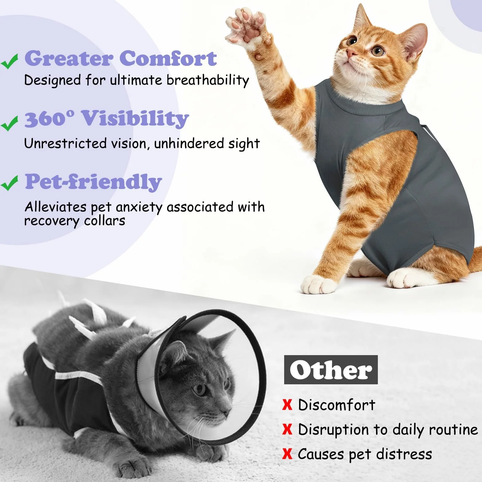 MELLIEX Body pour Chat Post Opératoire Stérilisation, Combinaison Anti Léchage, Gilet de Récupération
