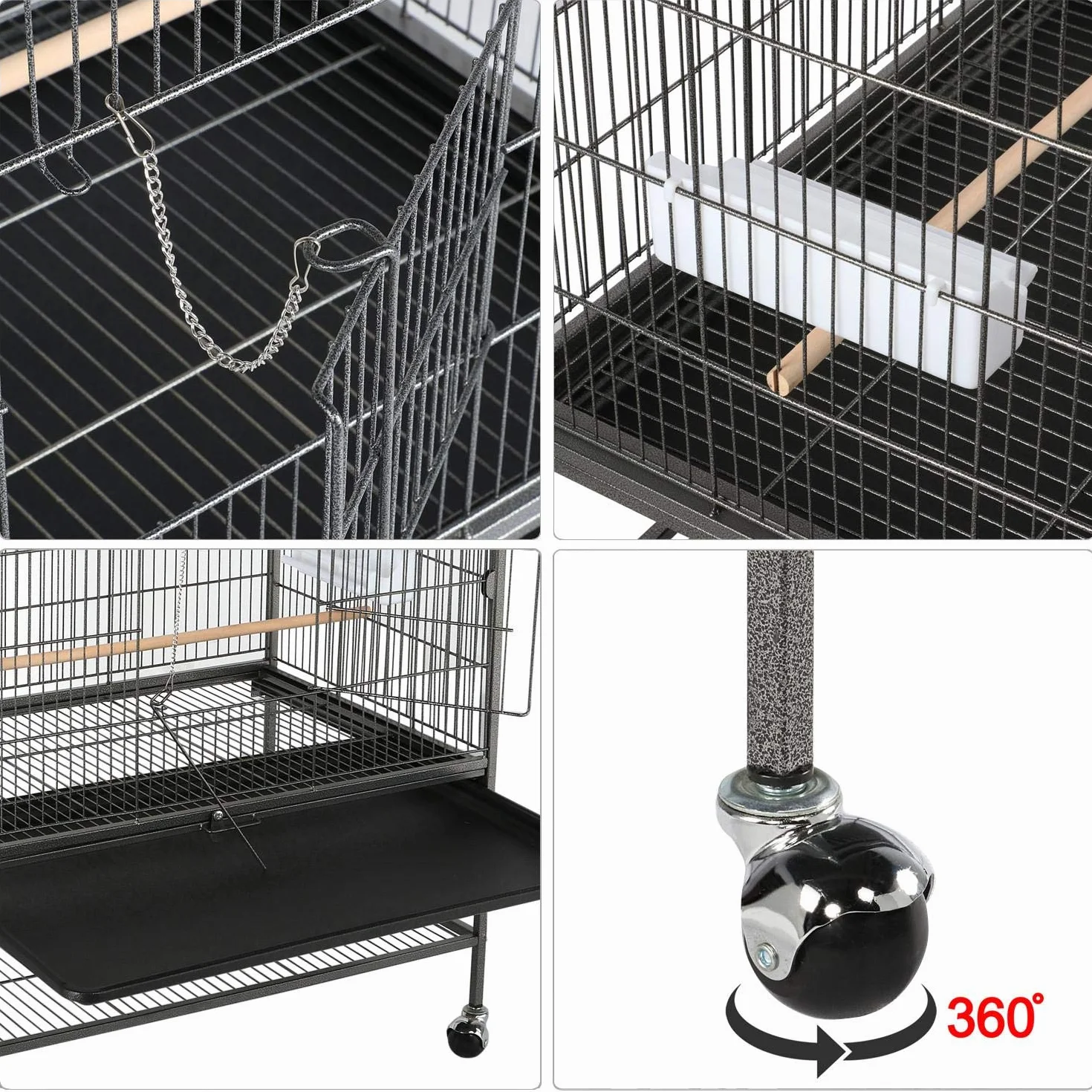 Yaheetech Grande Cage Oiseau sur Pied Volière Canaries Perroquet 2 Étages 79 x 52 x 132 cm