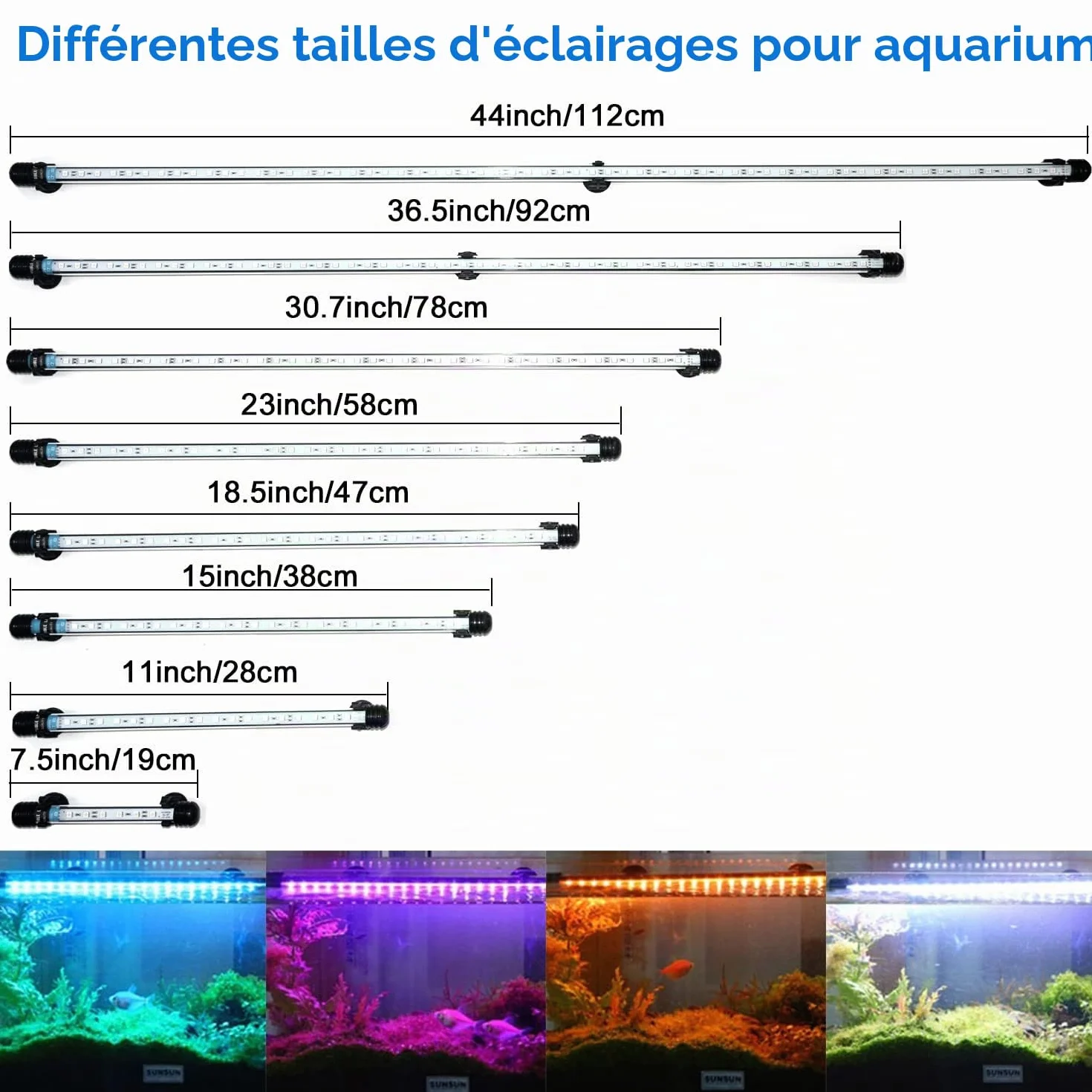 VARMHUS LED Aquarium Lumière Submersible 38cm avec télécommande et contrôle APP Spectrum RGB