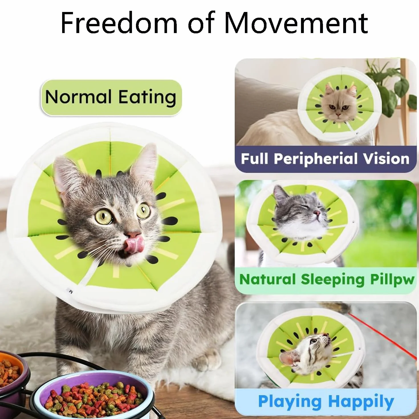 MEISO Collier Anti Léchage Réglable pour Chat, Collier de Protection Récupération après Chirurgie (M)