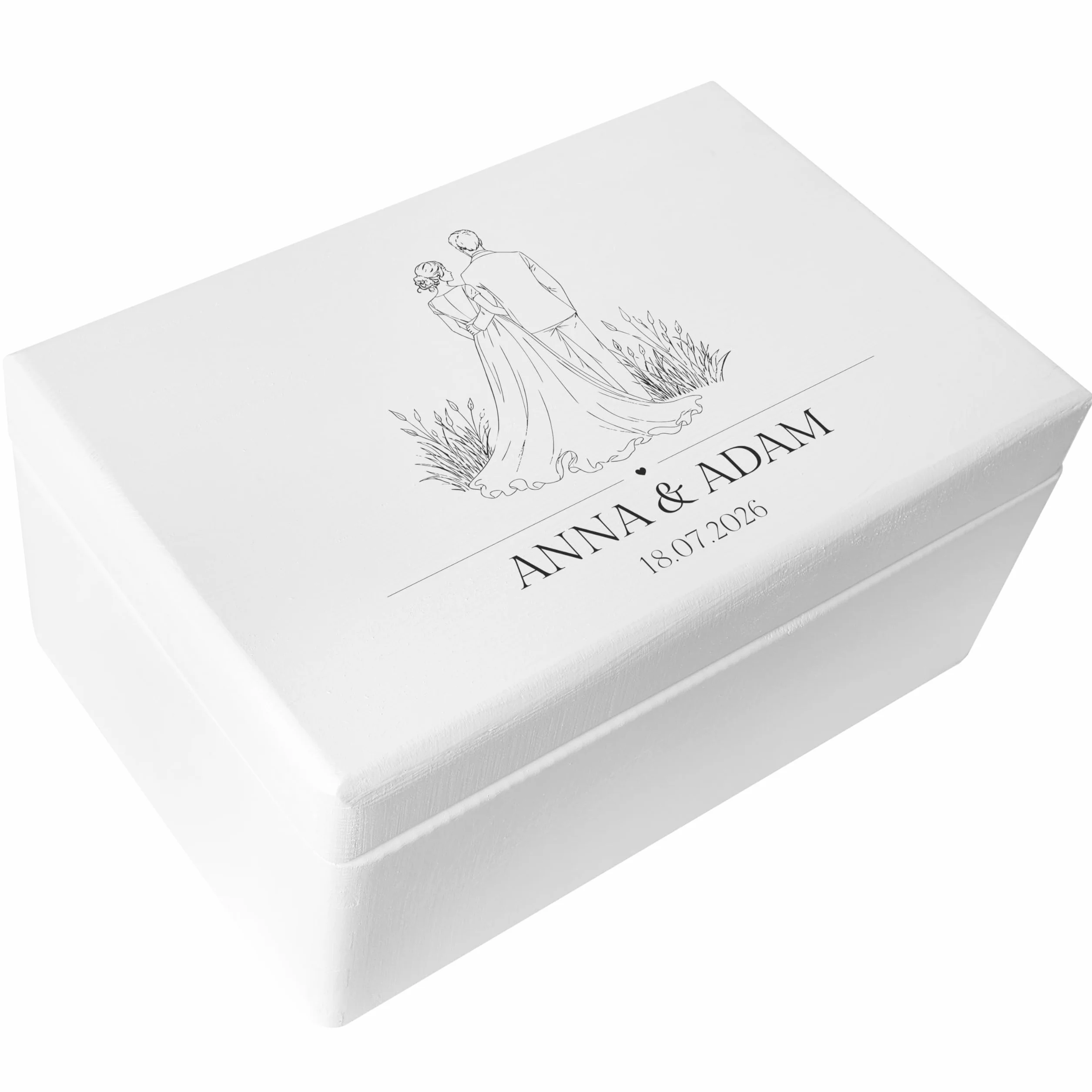 Boîte à Souvenirs de Mariage Personnalisable en Bois pour Jeunes Mariés