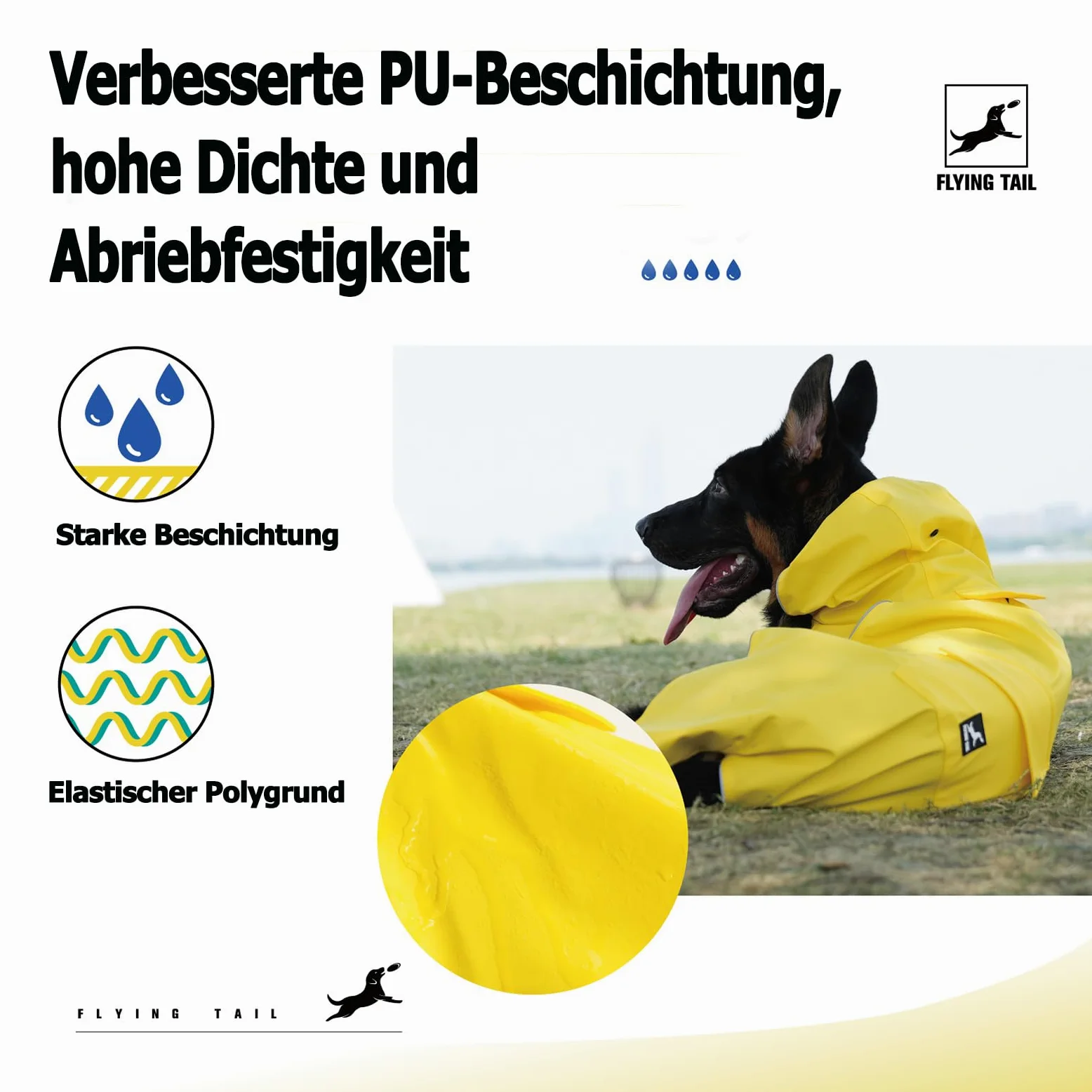 Manteau de Pluie pour Chien Non Rigide, Super Doux au Toucher, réfléchissant, réglable, Facile à Porter, Trou pour Laisse pour Chiens de (Jaune, XXXXL)