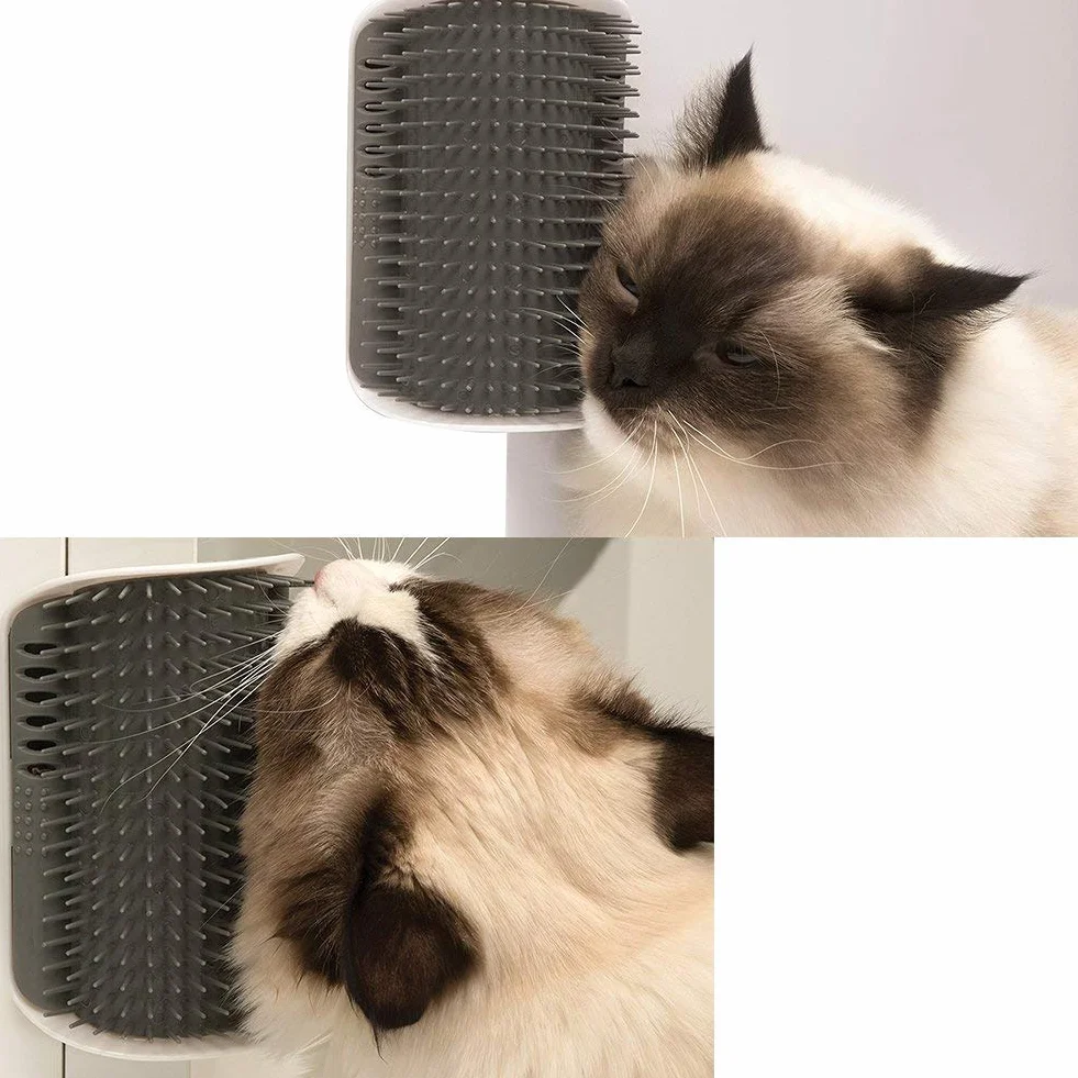 Auto Toiletteur pour Chat 3.0 Plus Doux avec Herbe, Brosse de Massage Mural, Self Groomer, 1 Paquet
