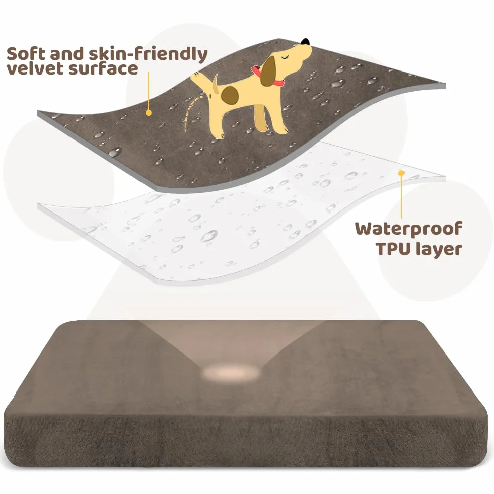 DUJUIKE Housse de Remplacement pour Chien imperméable en Velours Lavable (Café, M)