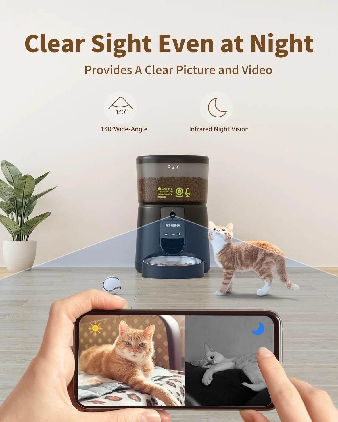 Puppy Kitty Automatyczny Dozownik Karmy dla Kota z Kamerą 1080P WiFi APP Nocne Widzenie Stal Nierdzewna 1-8 Posiłków