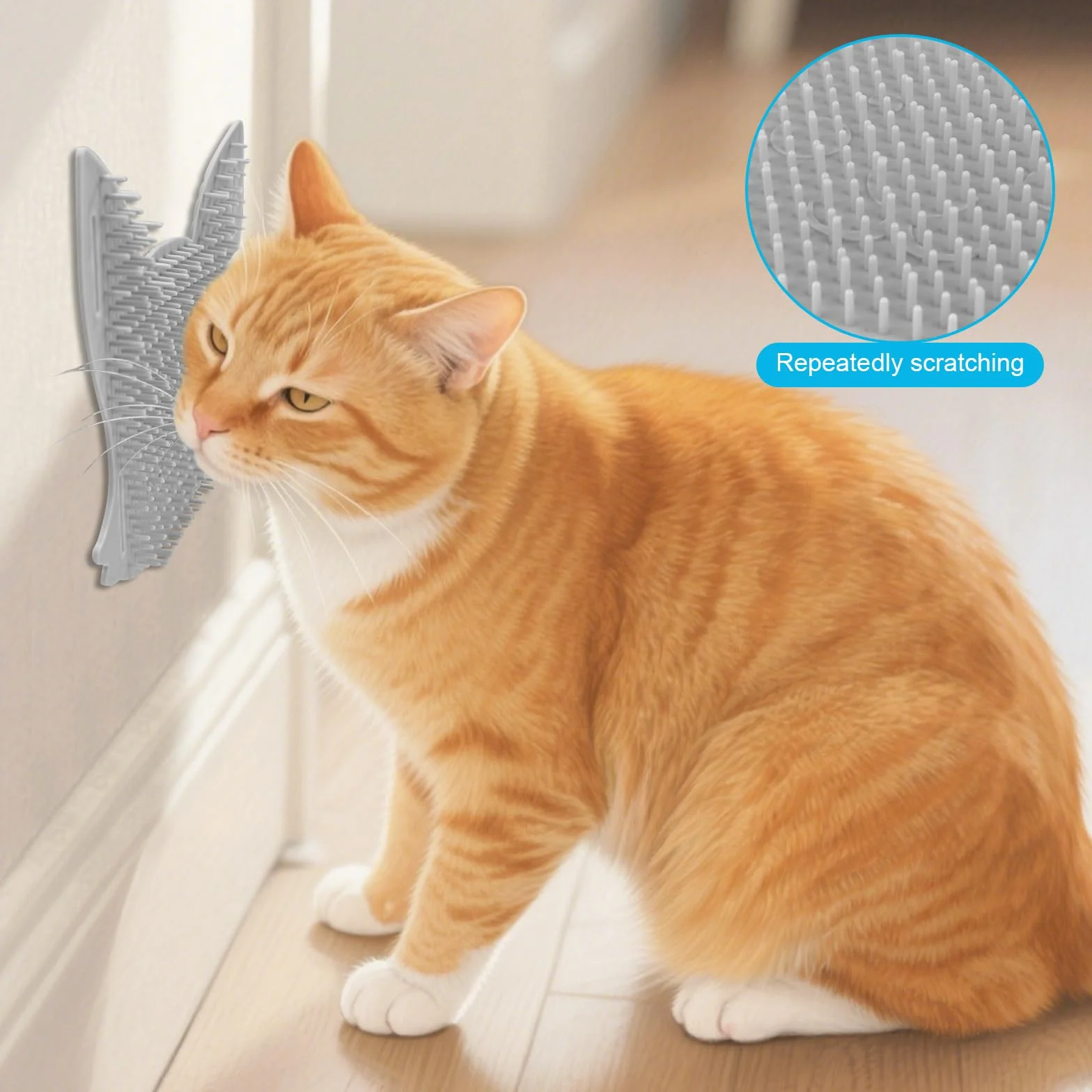 Grattoir Chat Brosse Toilettage Chien Massage Mural Accessoire Chats Interieur Gris