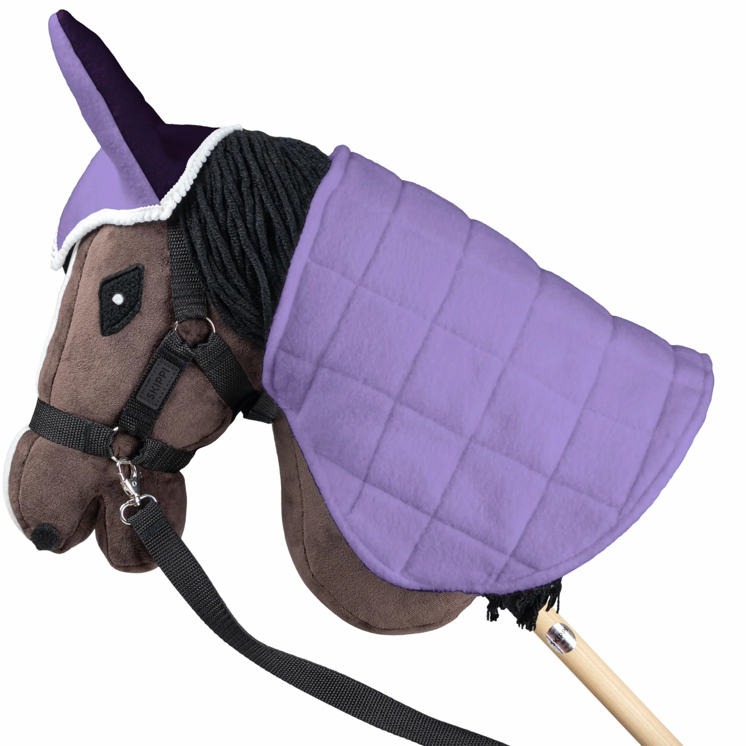 SKIPPI Couverture Réversible et Bonnet Anti Mouches pour Hobby Horse - Bruyère et Prune, Accessoire Tête de Cheval