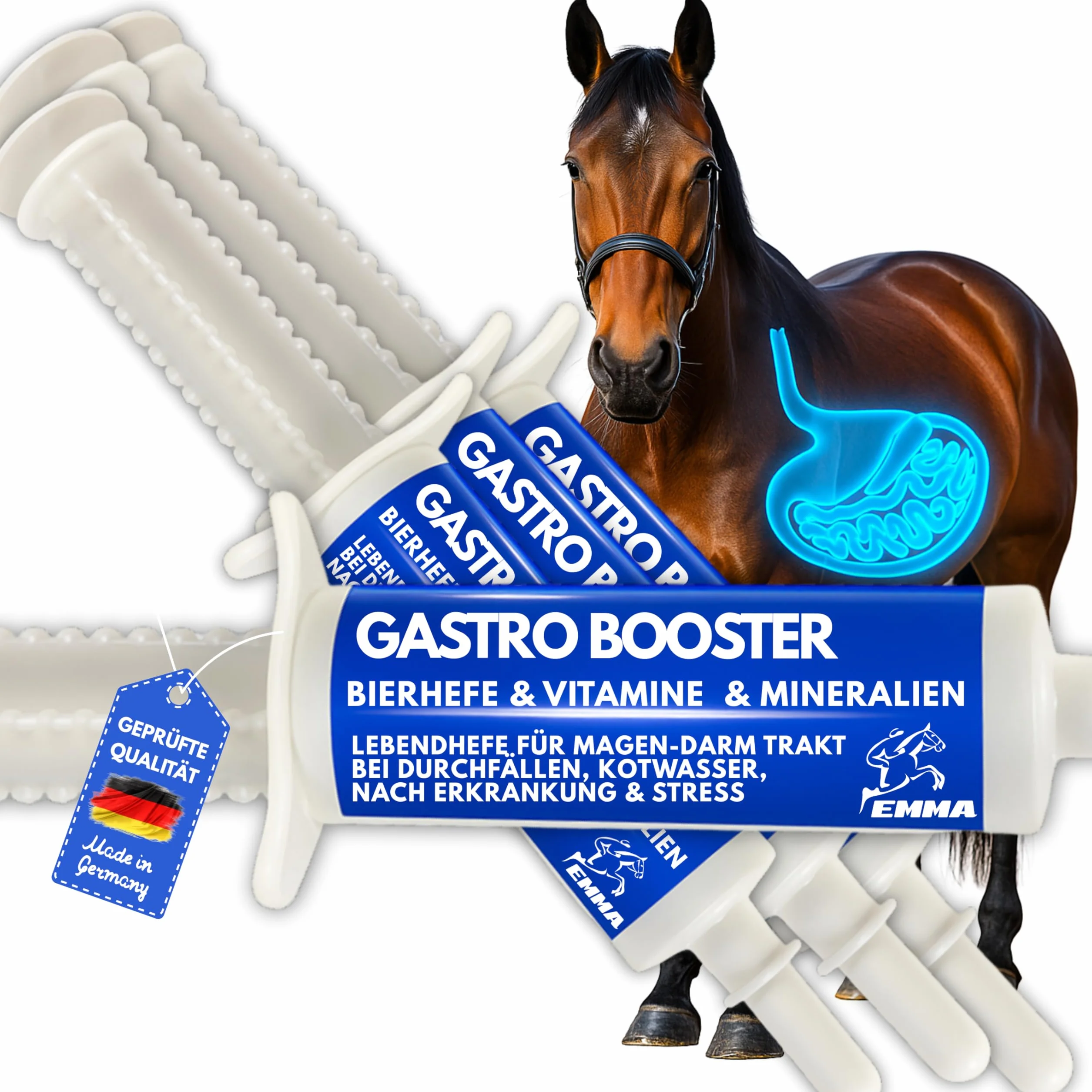 Probiotiques cheval Booster intestinal Levure de bière Vitamine E Flore intestinale