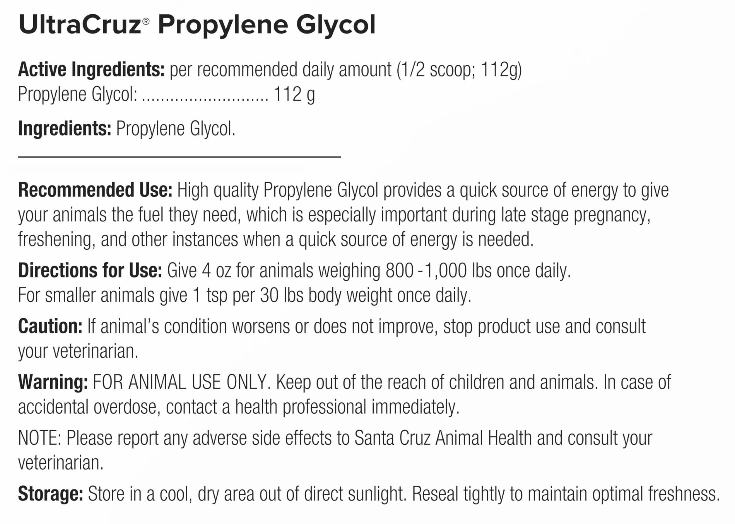 UltraCruz Glycol de Propylène pour Bovins, Chèvres, Moutons et Cochons
