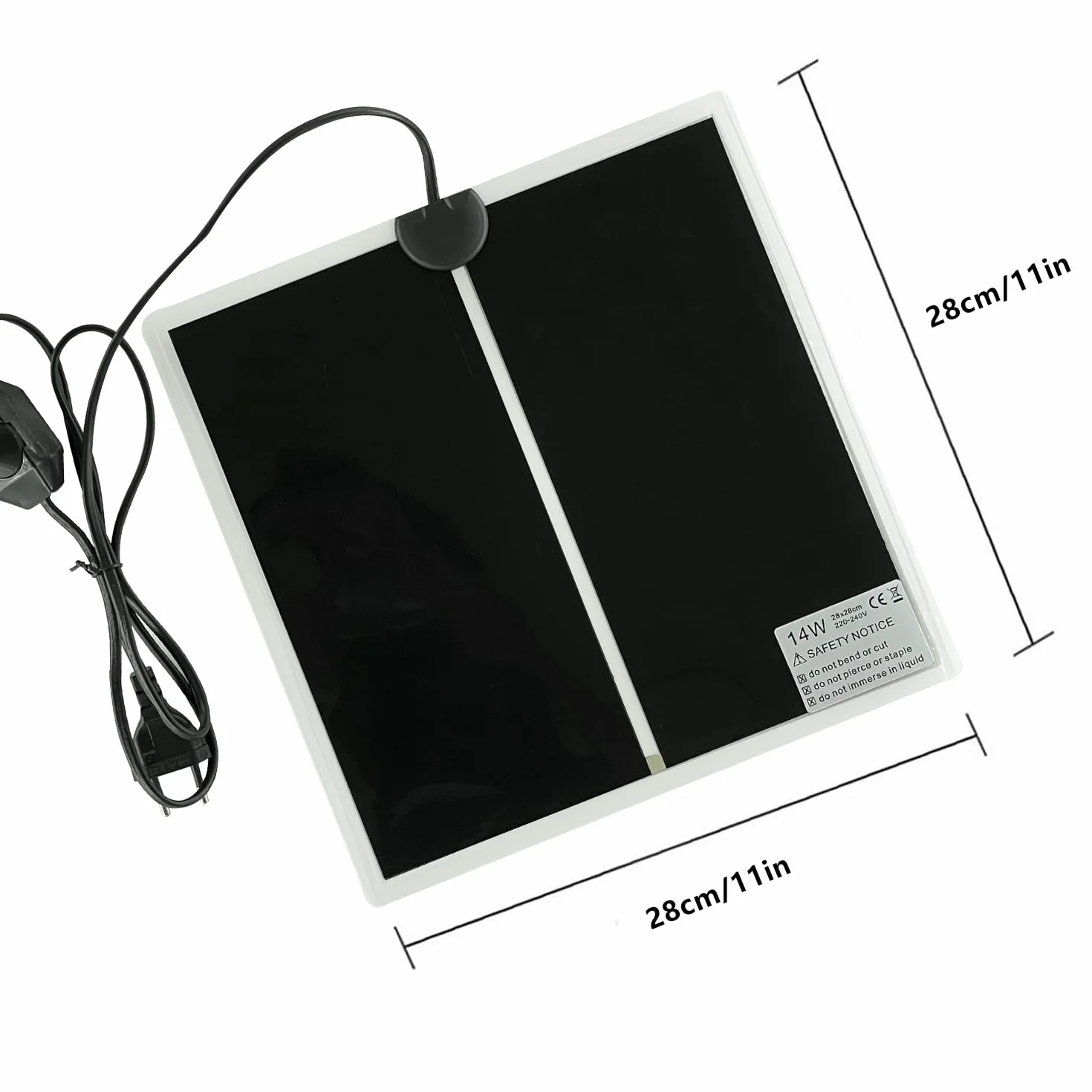 Tapis Chauffant Reptile 14W 28x28CM Coussin Chauffant Terrarium Réglable avec Contrôle de la Température