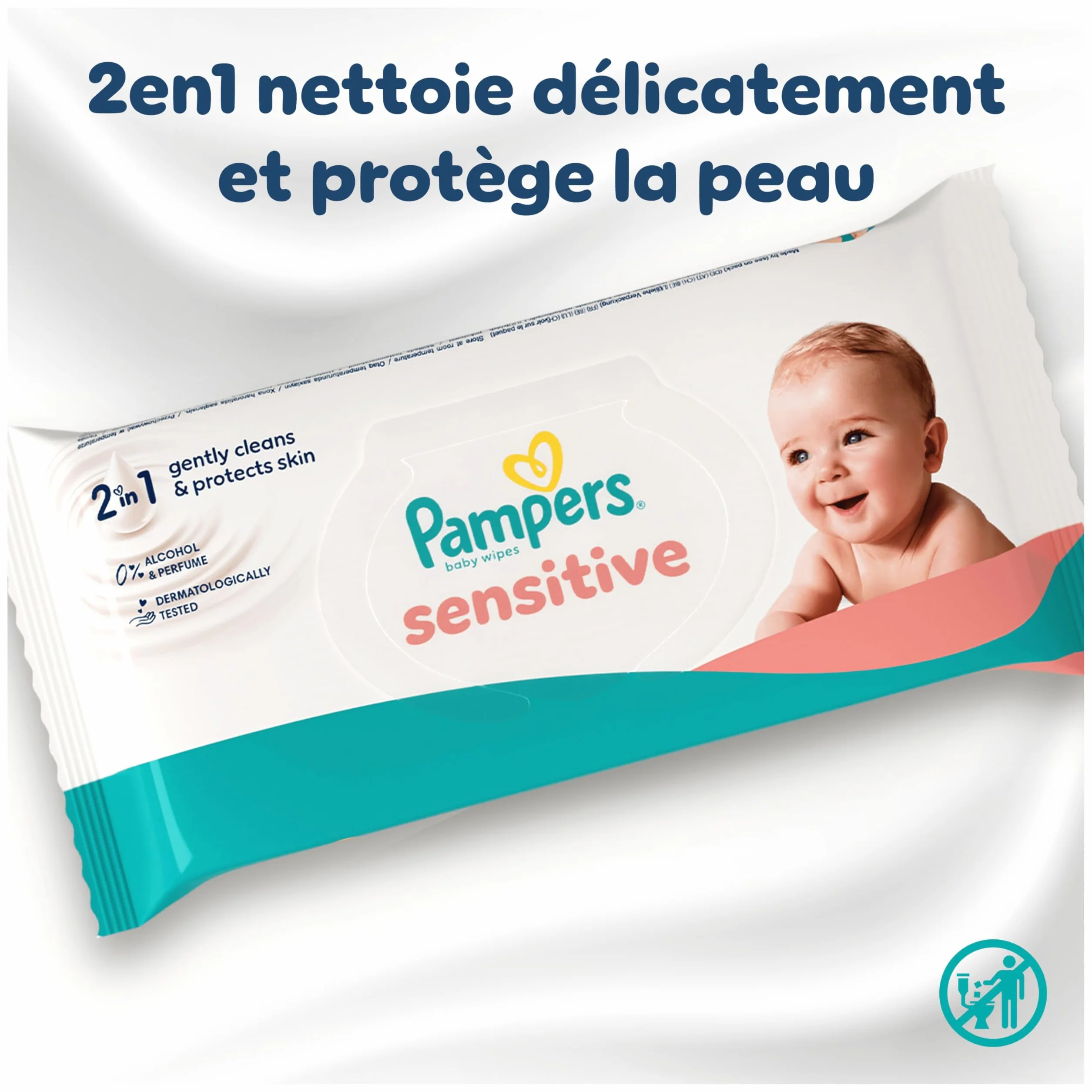 Pampers Sensitive Lingettes Pour Bébé 9 Paquets 720 Lingettes 2 En 1 Nettoie Protège Peau