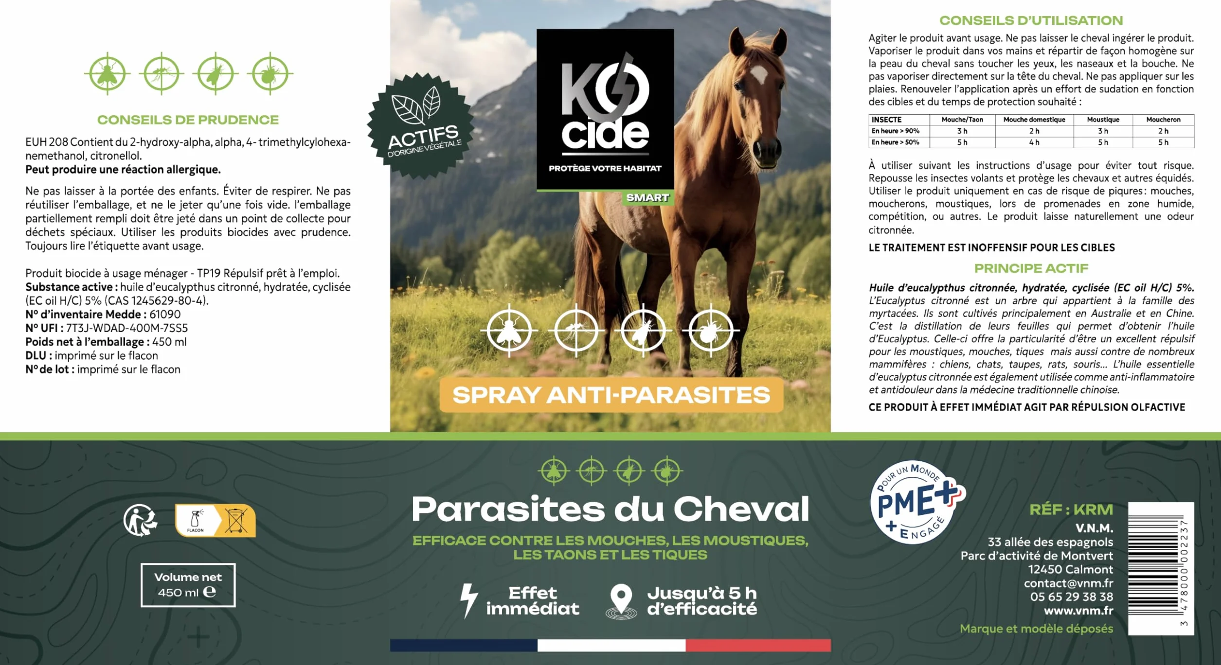 K-OCIDE Barrière répulsive anti-insectes cheval 500 ml