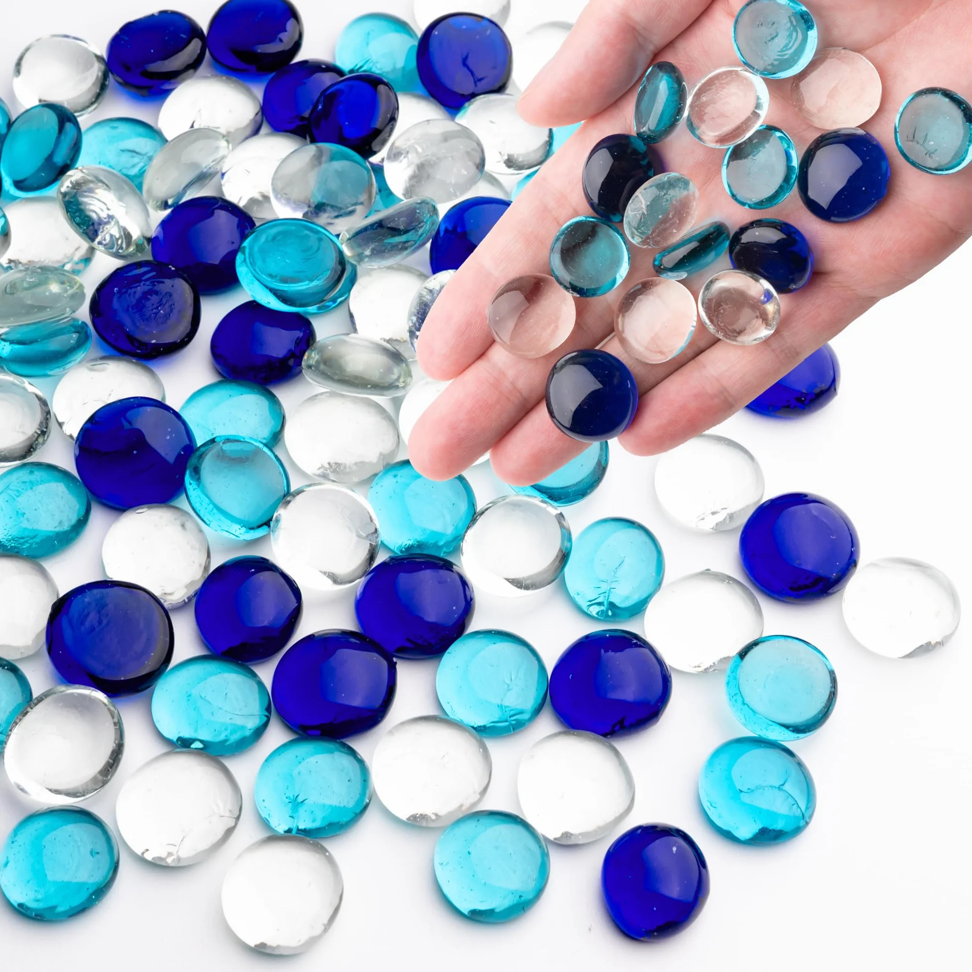 Billes de Verre Bleu 0.44 kg pour Vases, Aquarium et Décoration