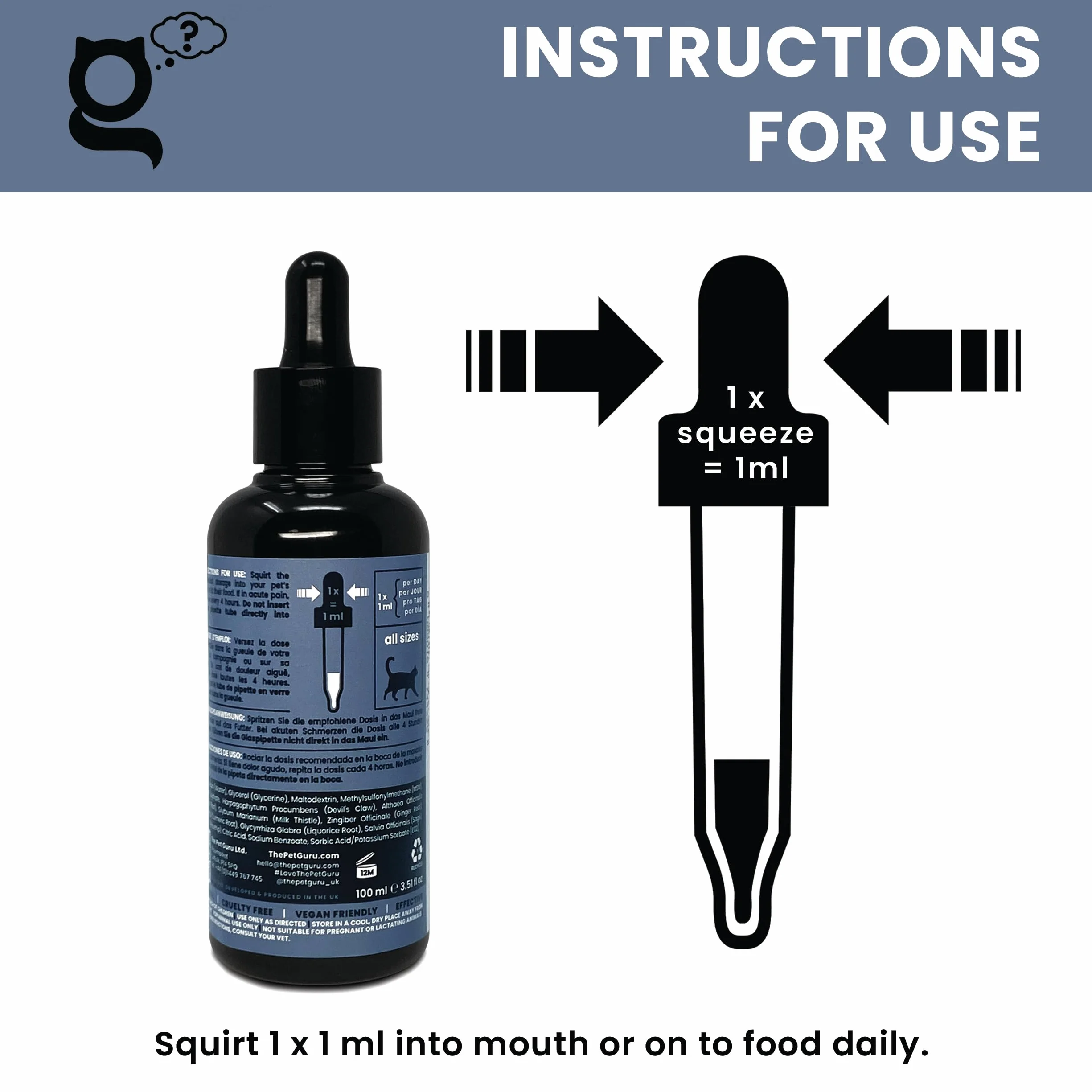 Joint Guru Mobility Supplément pour chat 100 ml soutien articulations tendons hanches anti-inflammatoire