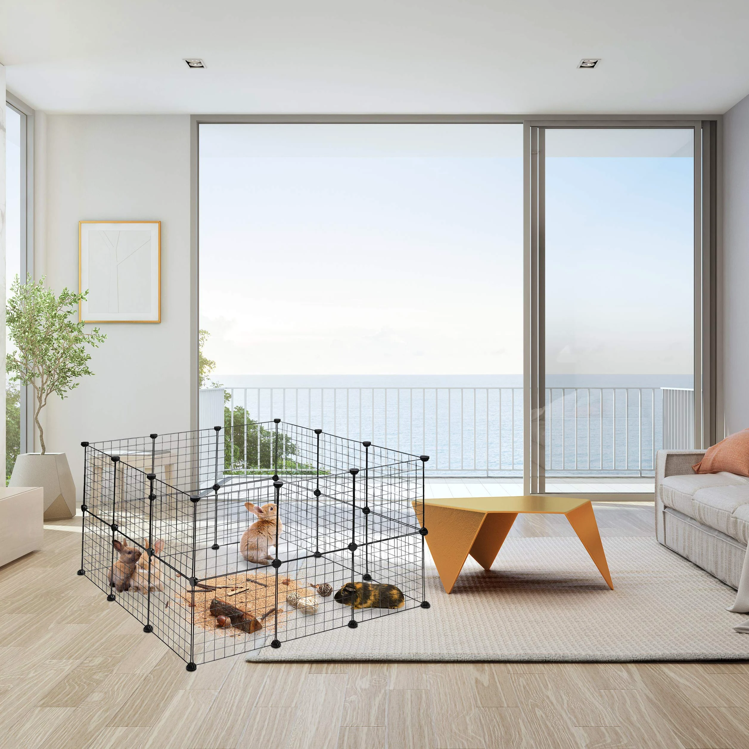 Relaxdays Enclos pour Petits Animaux Domestiques DIY Parc Extensible Cage Grille Clapier Grillage Pack de 24, Noir