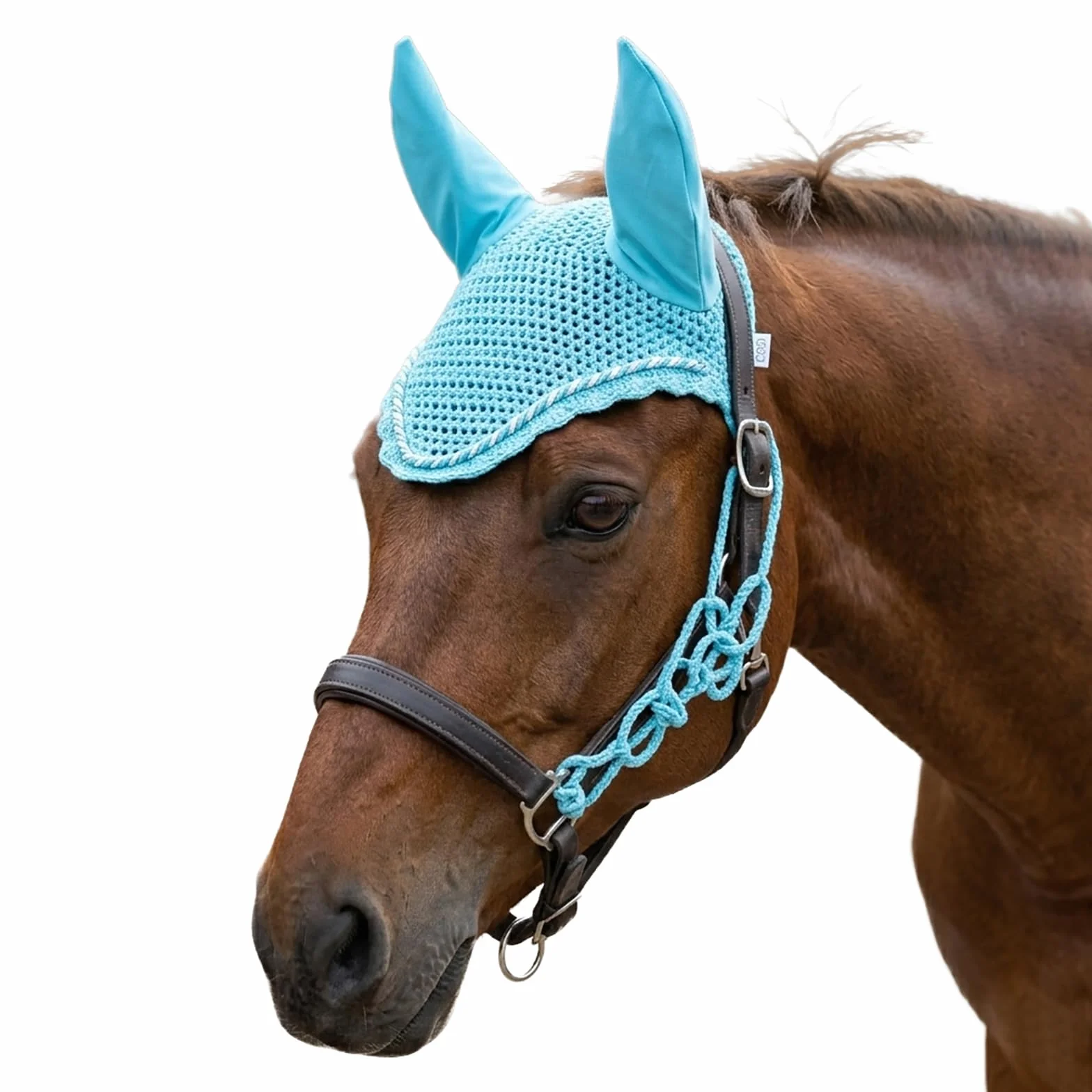 Spire Bonnet de protection d’oreille en coton doux pour cheval Poney Bleu ciel