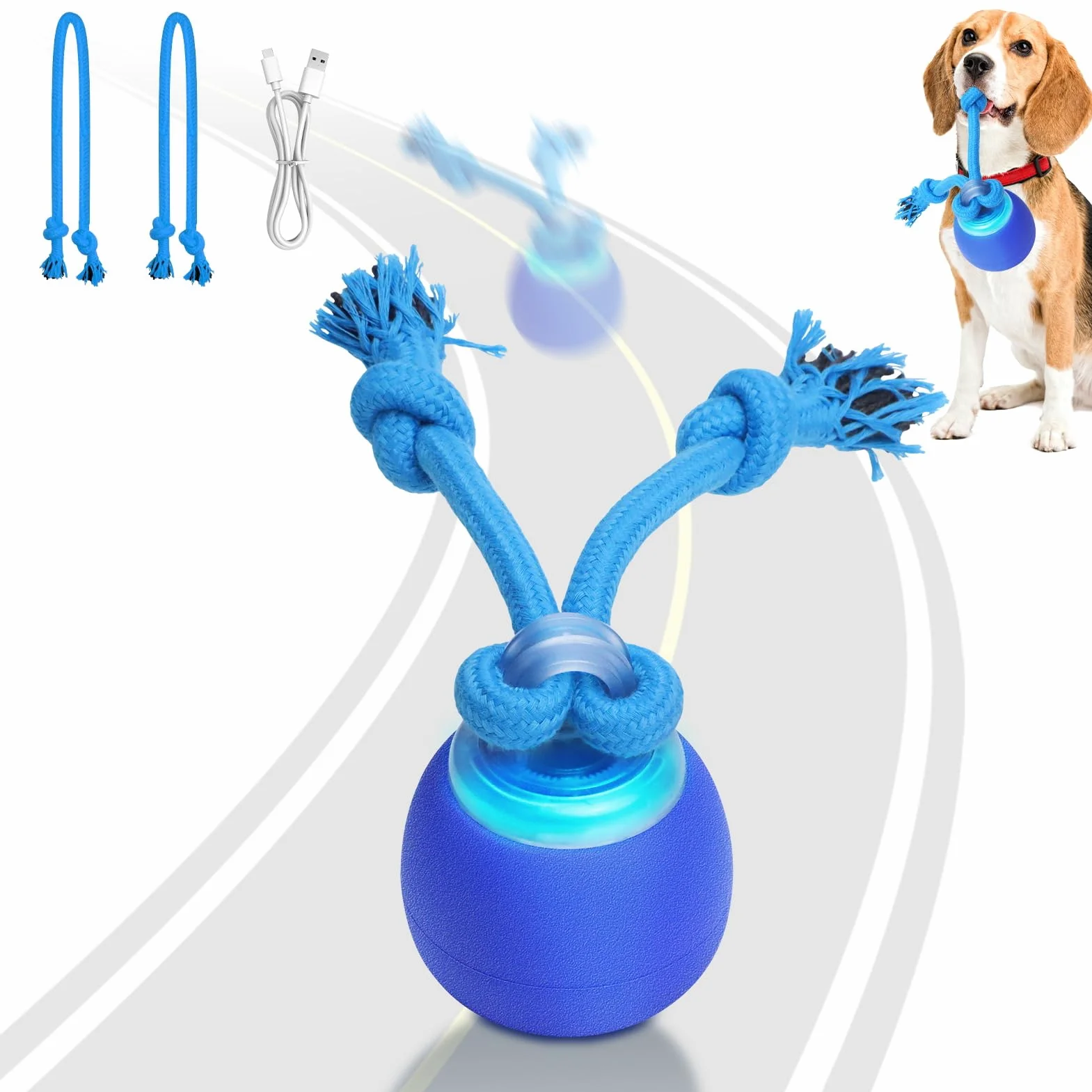 Saolife Jouet interactif pour chien avec détecteur de mouvement, Jeux Chien Accessoires, Jouet couineur actif pour chiot et chiens de taille moyenne, rechargeable par USB, Wicked Ball