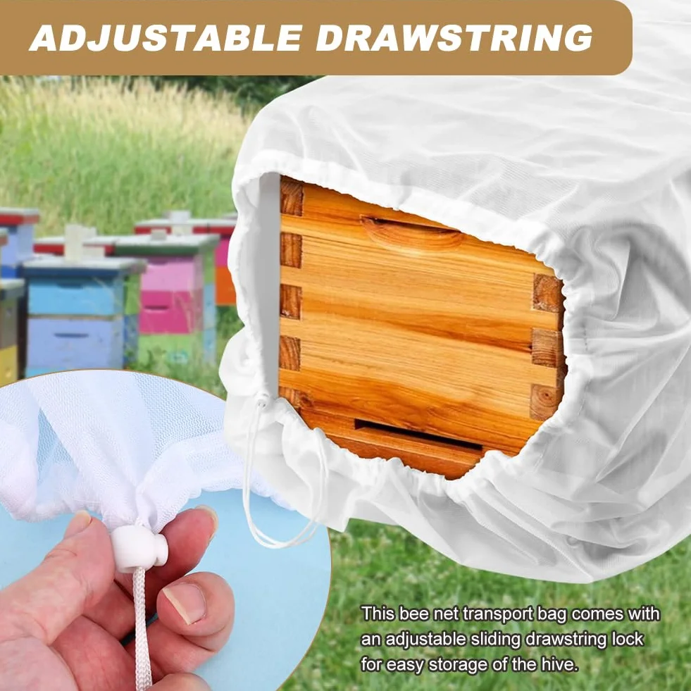 Sacs de transport en maille pour ruche polyester durable avec cordon de serrage sécurisé
