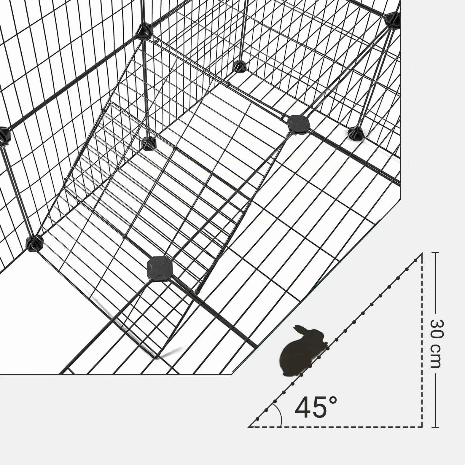 SONGMICS Enclos Modulable pour Animaux Domestiques, 2 Niveaux, 143 x 73 x 71 cm, Noir LPI02H