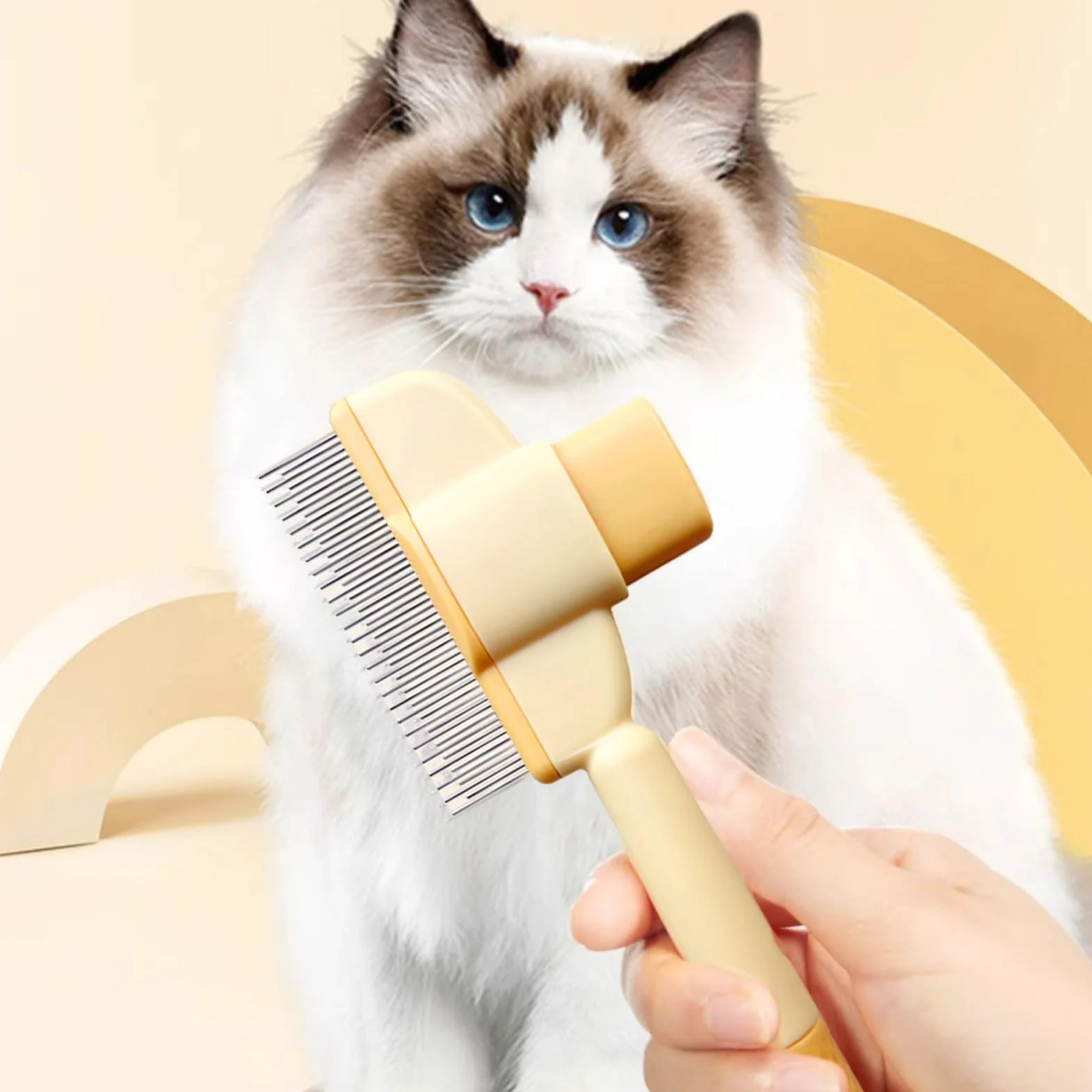 Brosse pour chat et chien - Peigne autonettoyant d'épilation avec bouton de déverrouillage - Brosse de toilettage poils longs et courts