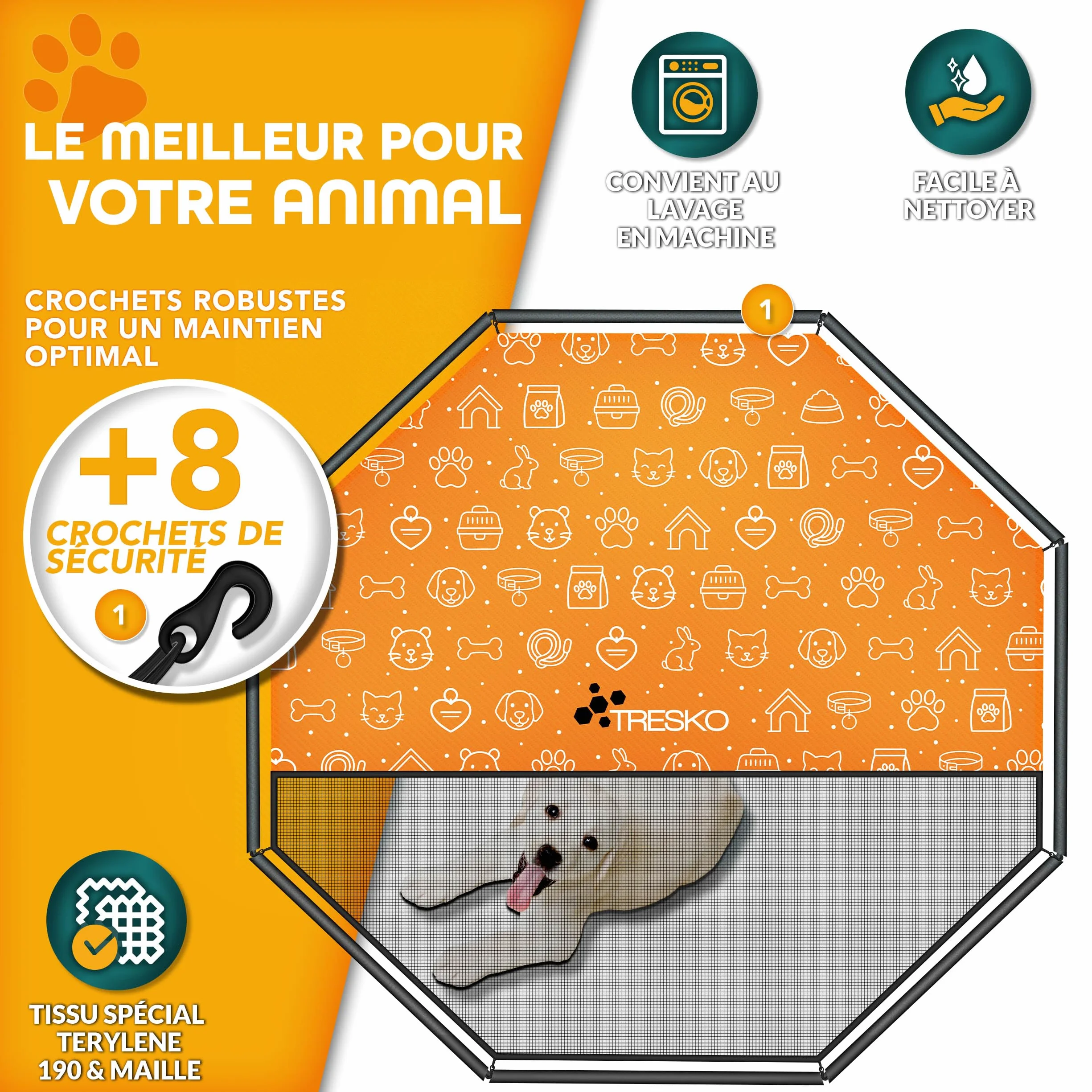 TRESKO Enclos pour Chiens 77 x 80 cm Métal Extérieur