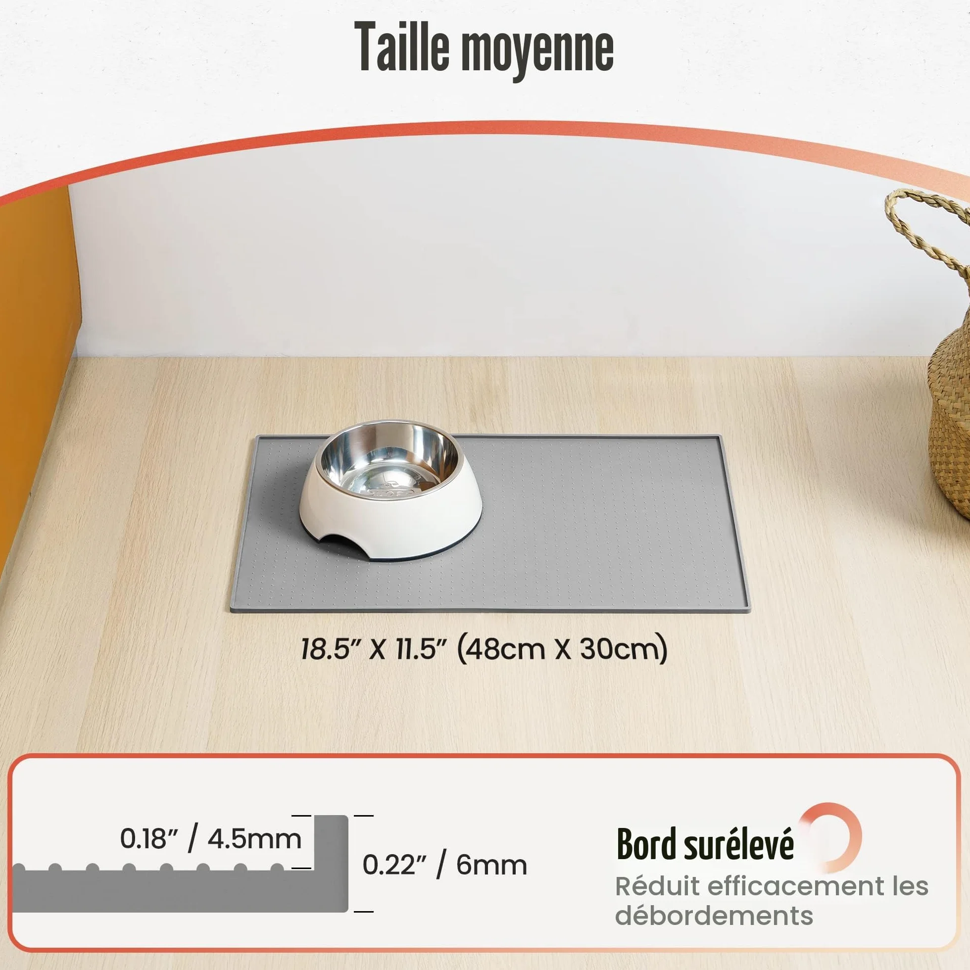 Conlun Tapis de Nourriture pour Chien et Chat de Silicone, Design antidérapant, Bord surélevé pour éviter Que l'eau ou la Nourriture ne se renverse, Passe au Lave-Vaisselle, Facile à Nettoyer