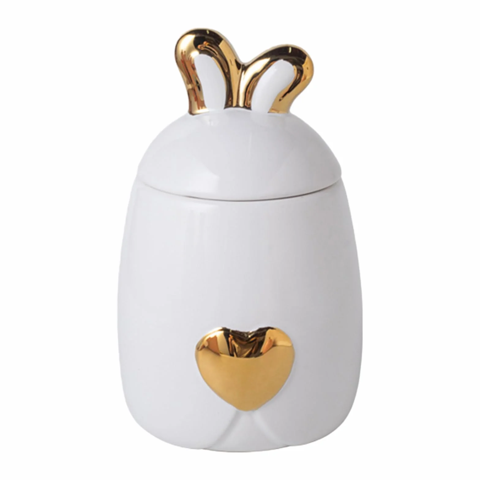 Urne funéraire en céramique avec oreilles de lapin pour animal domestique – Porte-cendres funéraires blanc 610 ml