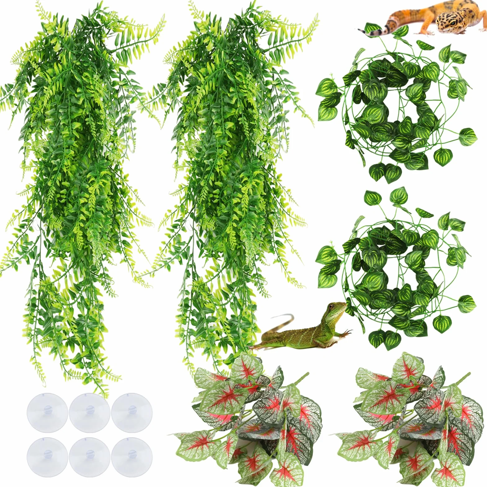 QUOZUO Plante Suspendue Artificielle, Terrarium Décoration Vigne pour Lézard Escalade