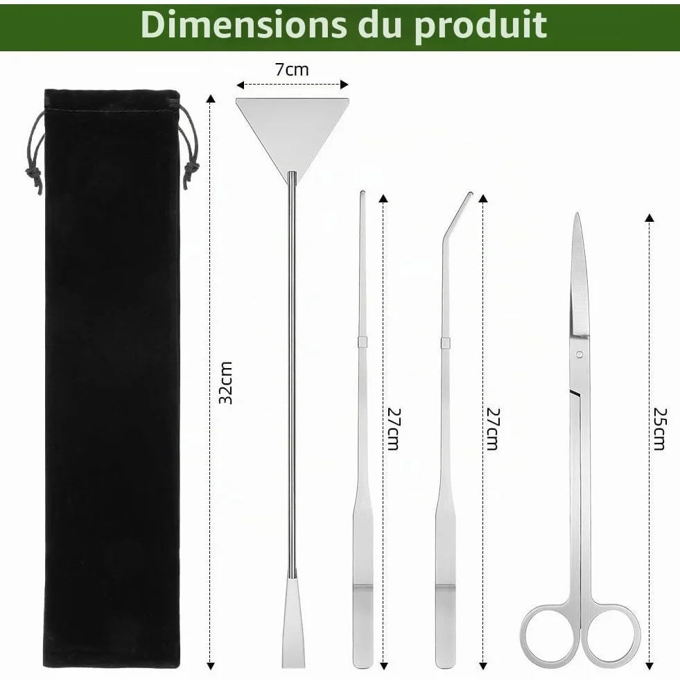 Flintronic 6 en 1 Aquarium Aquascaping Kit, INOX Ciseaux Pinces Outils Set pour Réservoir Eau Plantes Aquatiques