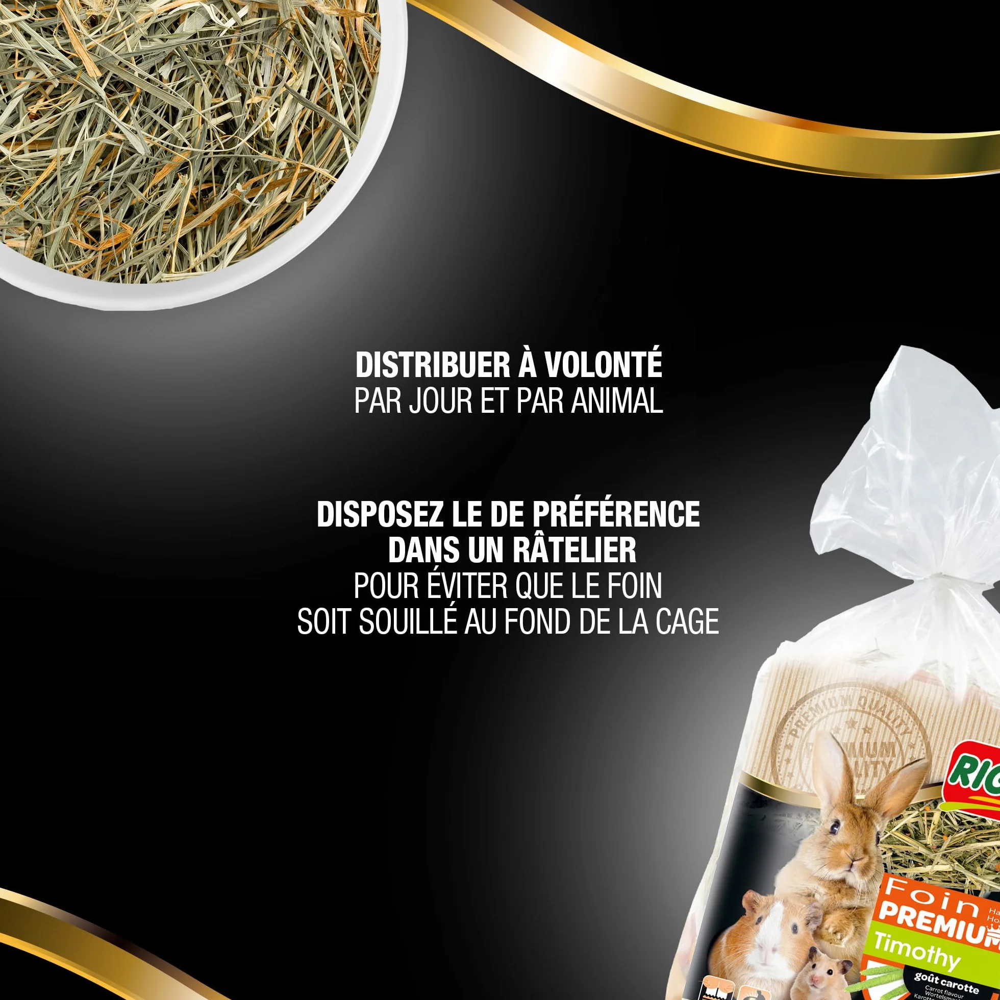 Foin Premium Timothy à la Carotte pour Rongeurs 500 g