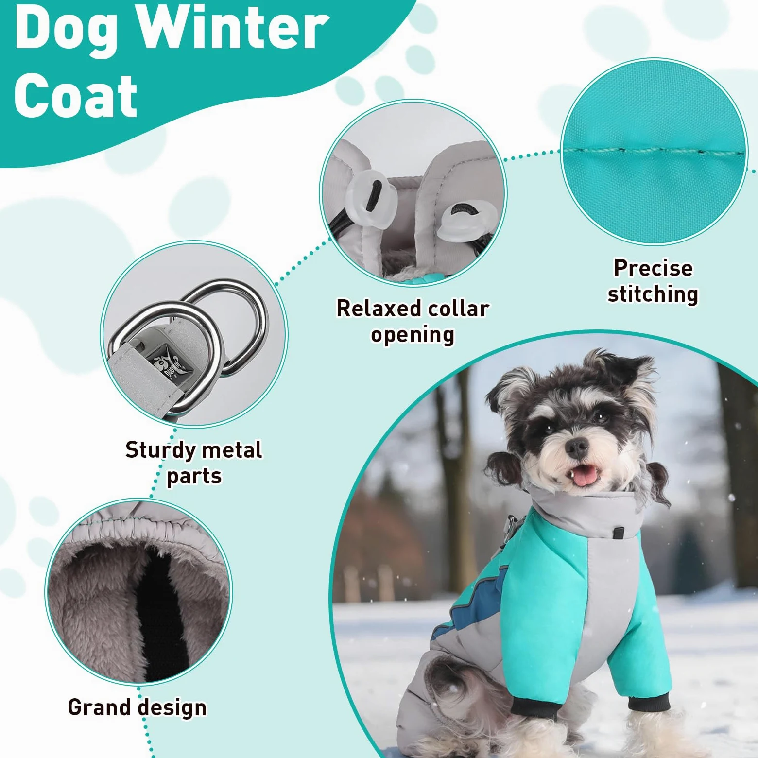 Manteau d'hiver pour chien – Veste chaude, réglable et imperméable à 4 pattes avec anneau en D et bandes réfléchissantes pour chiens de petite et grande taille (noir et rouge, taille XXL)